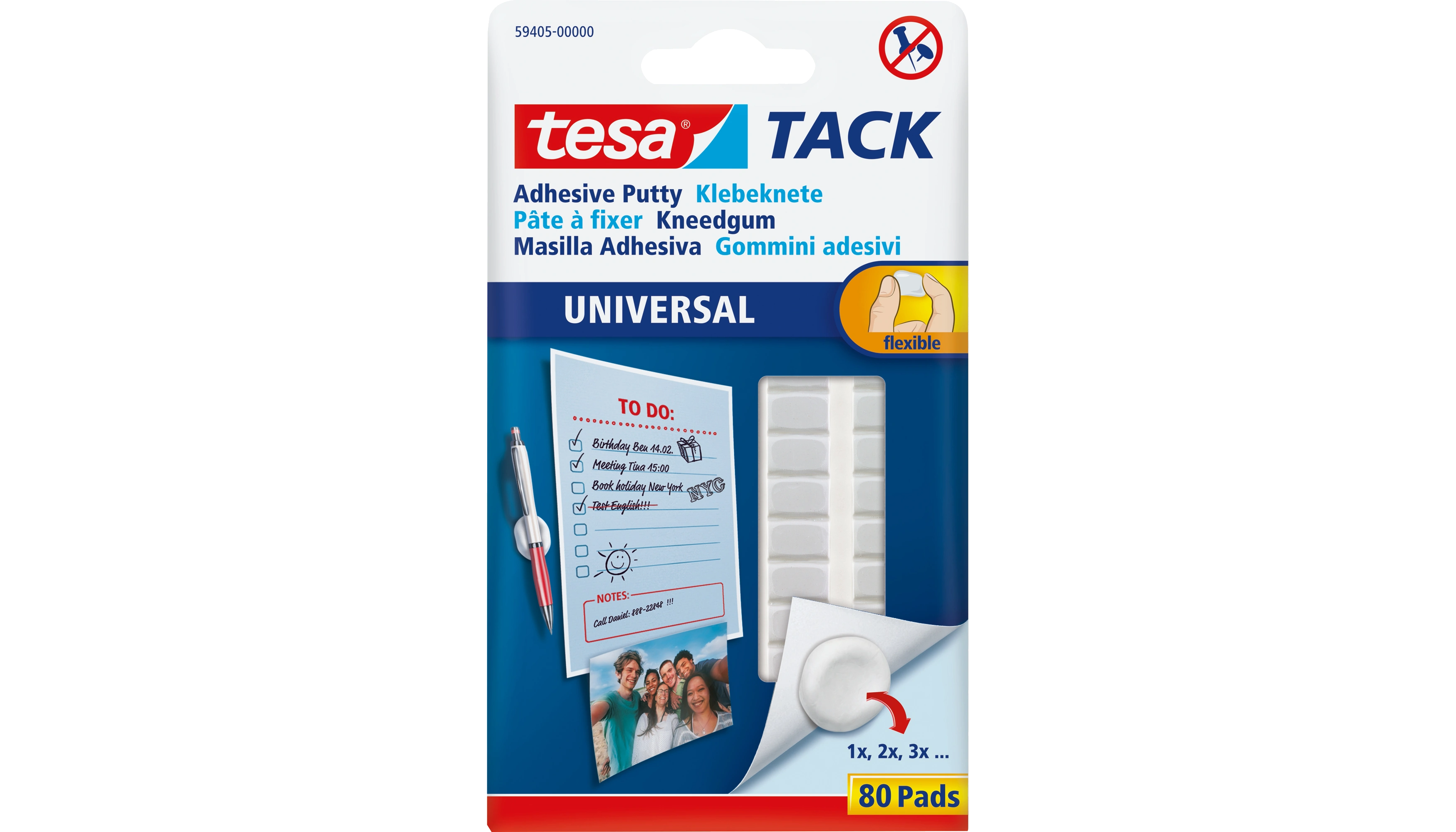 TESA® Klebepad TACK beidseitig klebend  8,5 x 13 mm (B x L) 80 Stück/Pack weiß