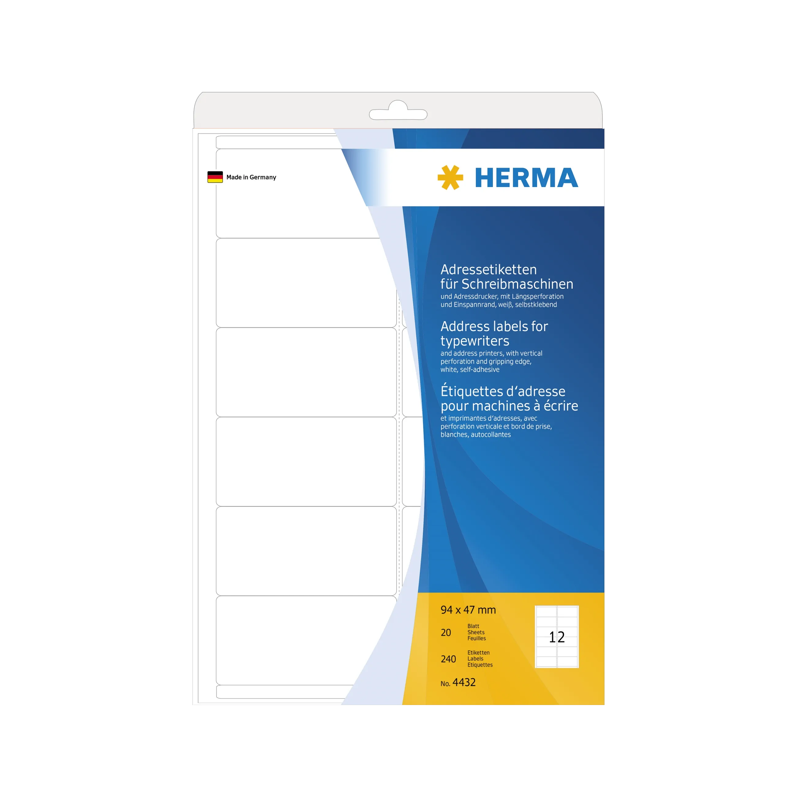 HERMA Adressetikett 94 x 47 mm weiß 1Pack= 240 Stk