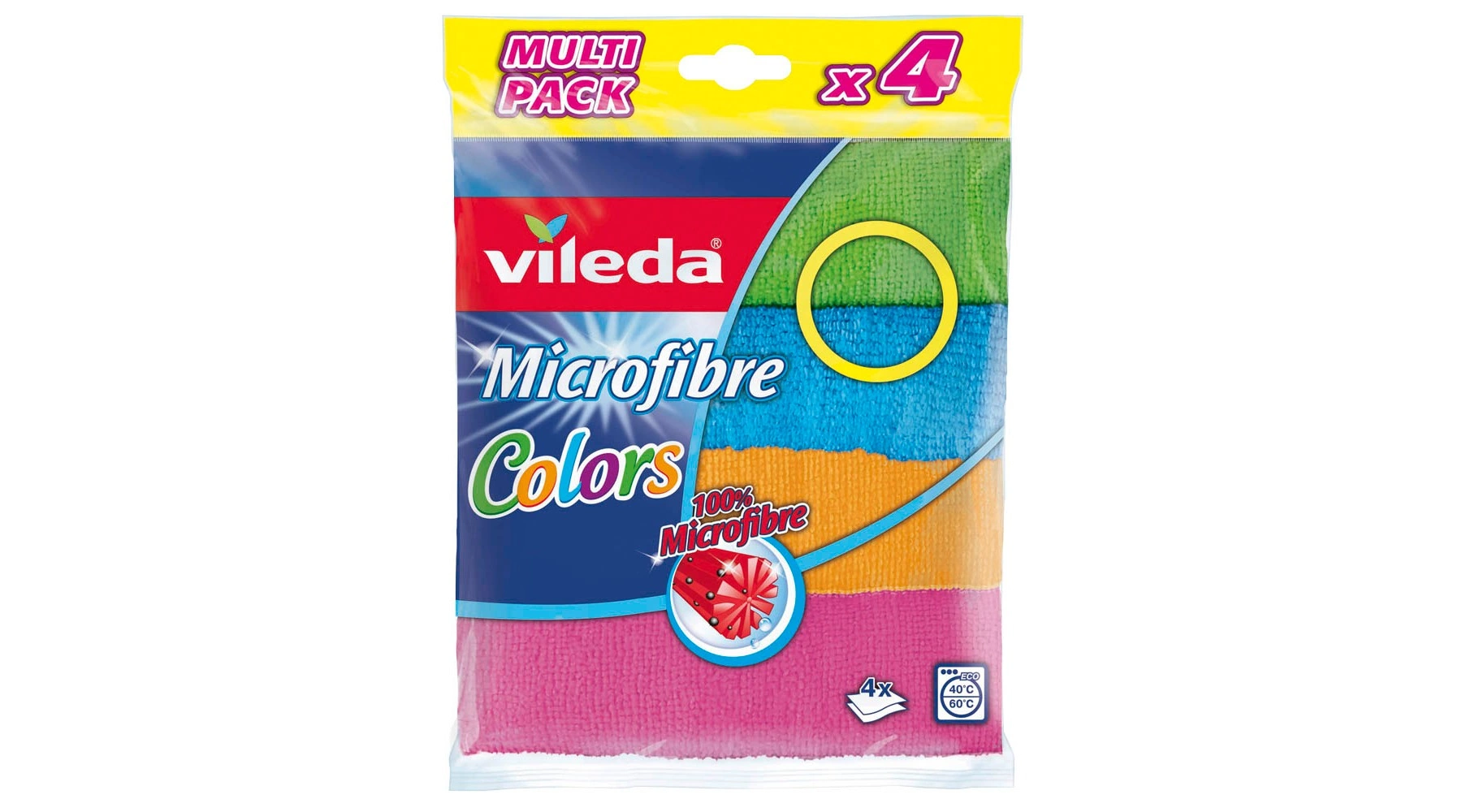VILEDA Mikrofasertücher Colors Multi Pack 18,5 x 20 cm  4 Stück/Pack
