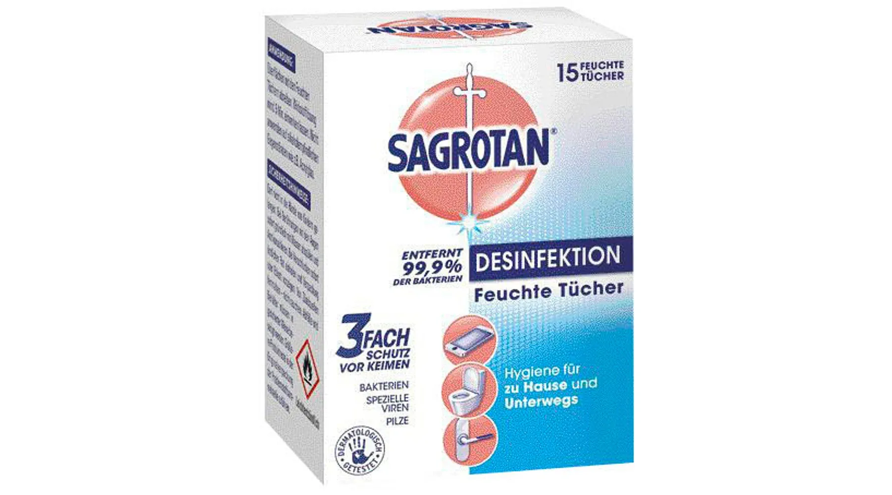SAGROTAN® Desinfektionstücher  15 Stück/Pack
