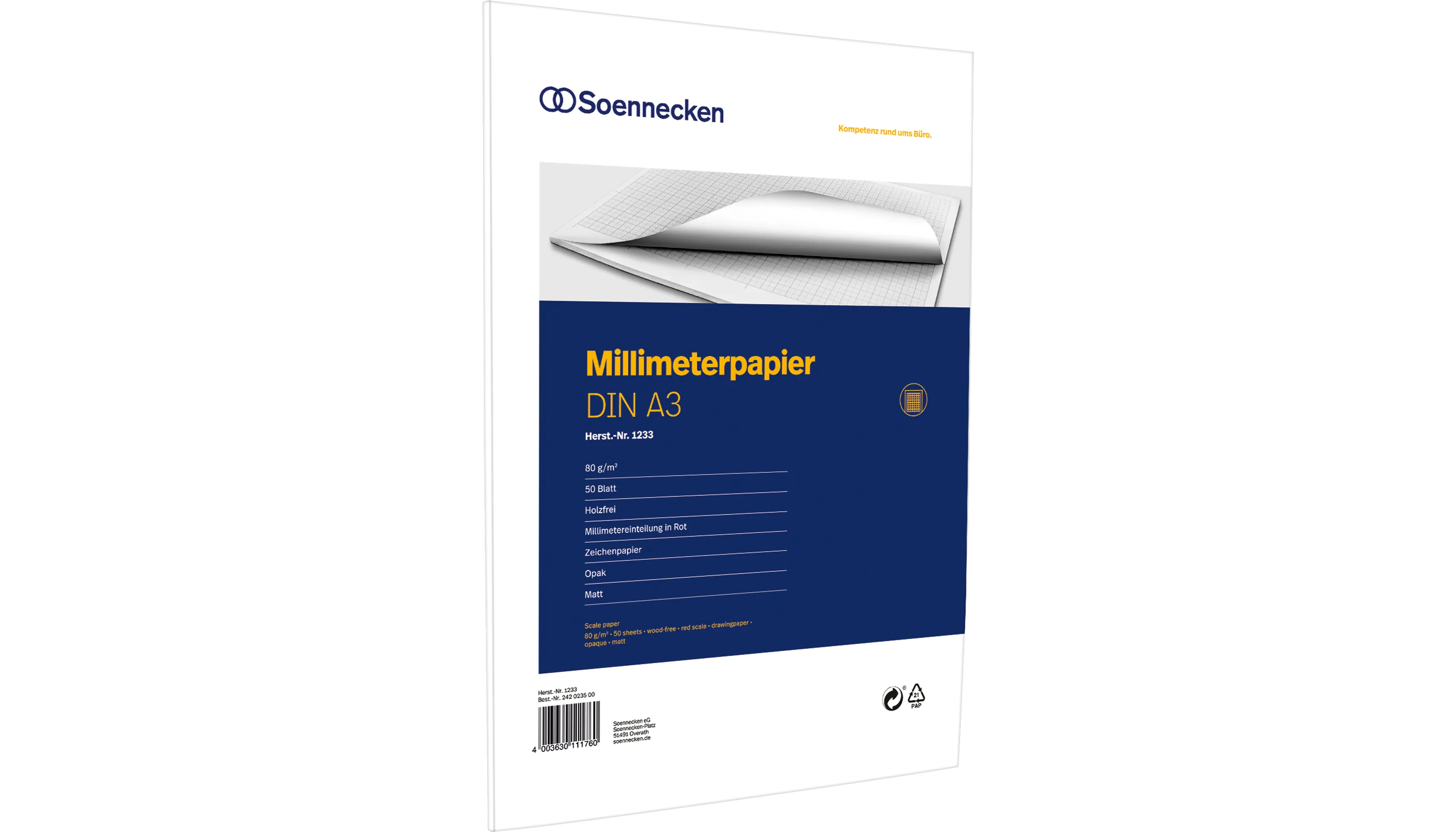 SOENNECKEN Millimeterpapierblock DIN A3 50 Blatt