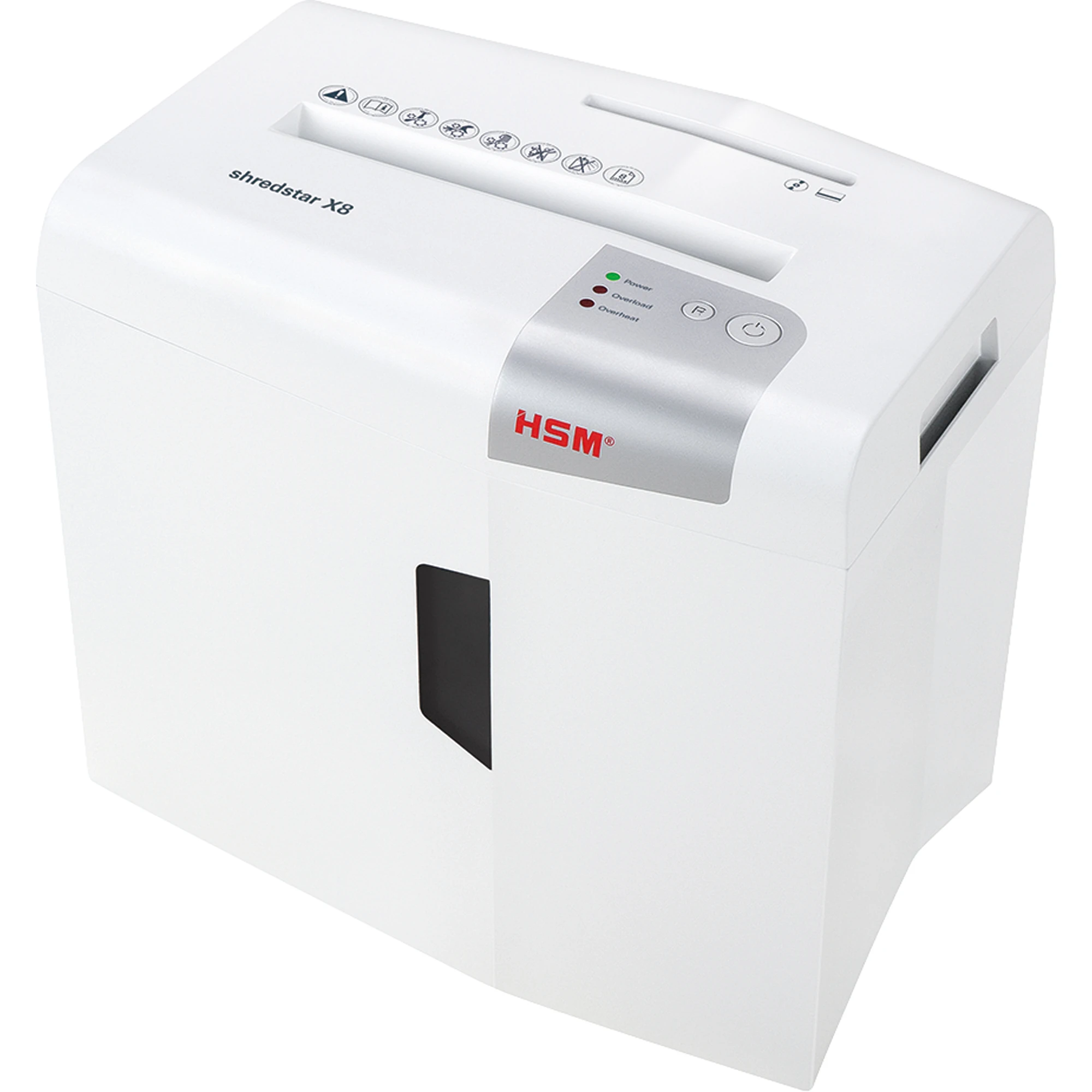 HSM® Aktenvernichter shredstar X8 Partikelschnitt P-4 weiß/silber