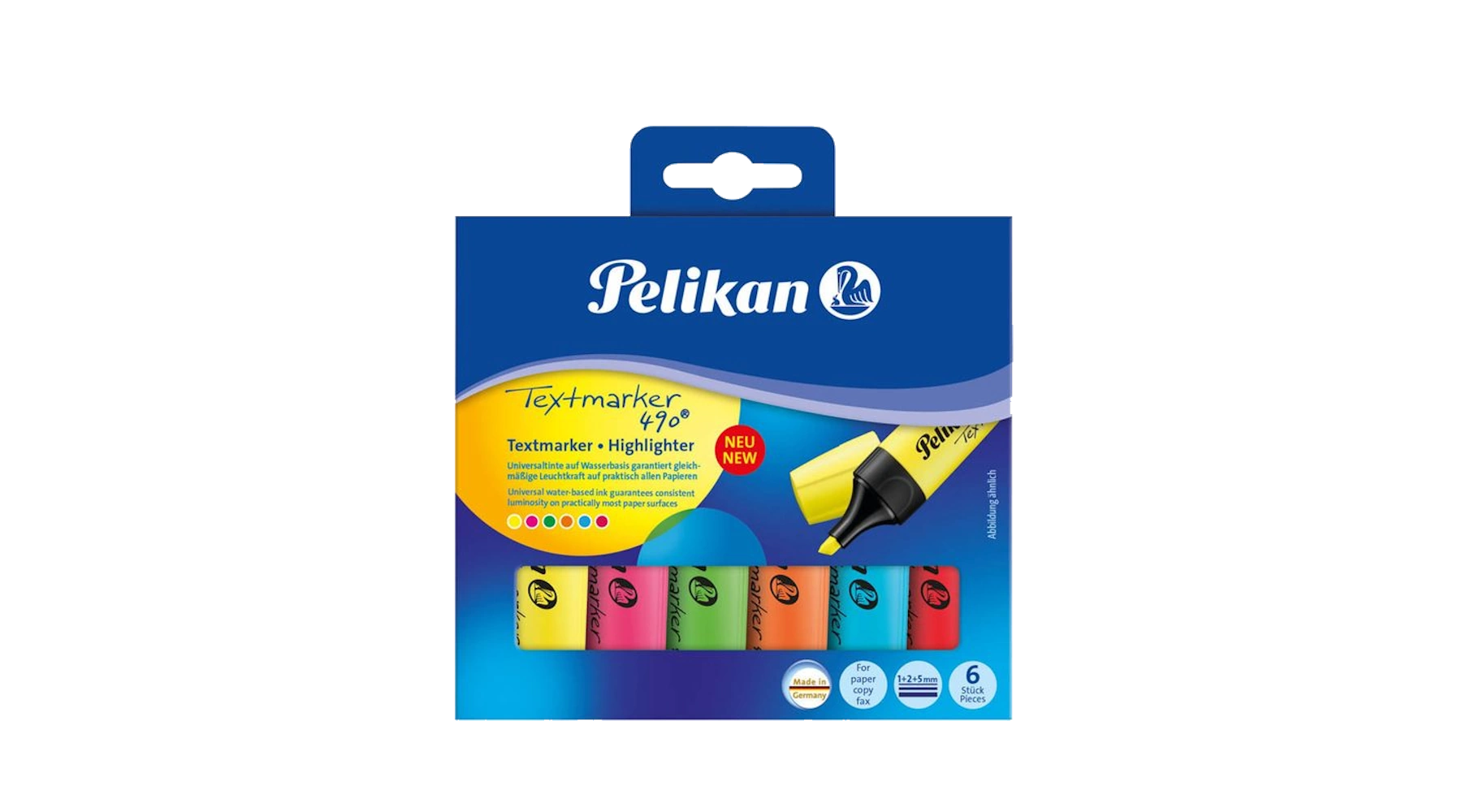 PELIKAN Textmarker 490®  2-5 mm 6 Stück/Pack farbig sortiert