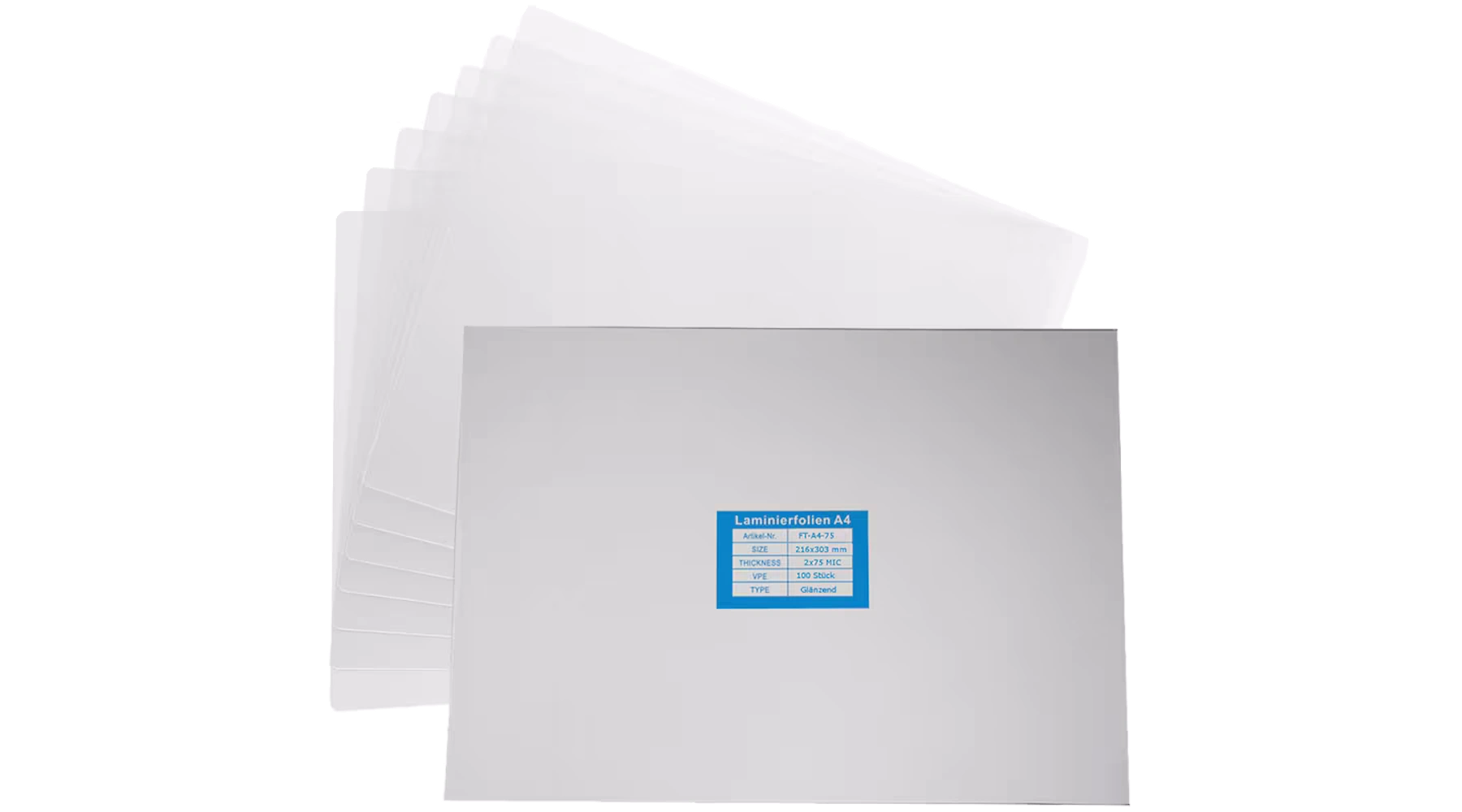 Laminierfolie DIN A4 125 micron glänzend  100 Stück/Pack transparent