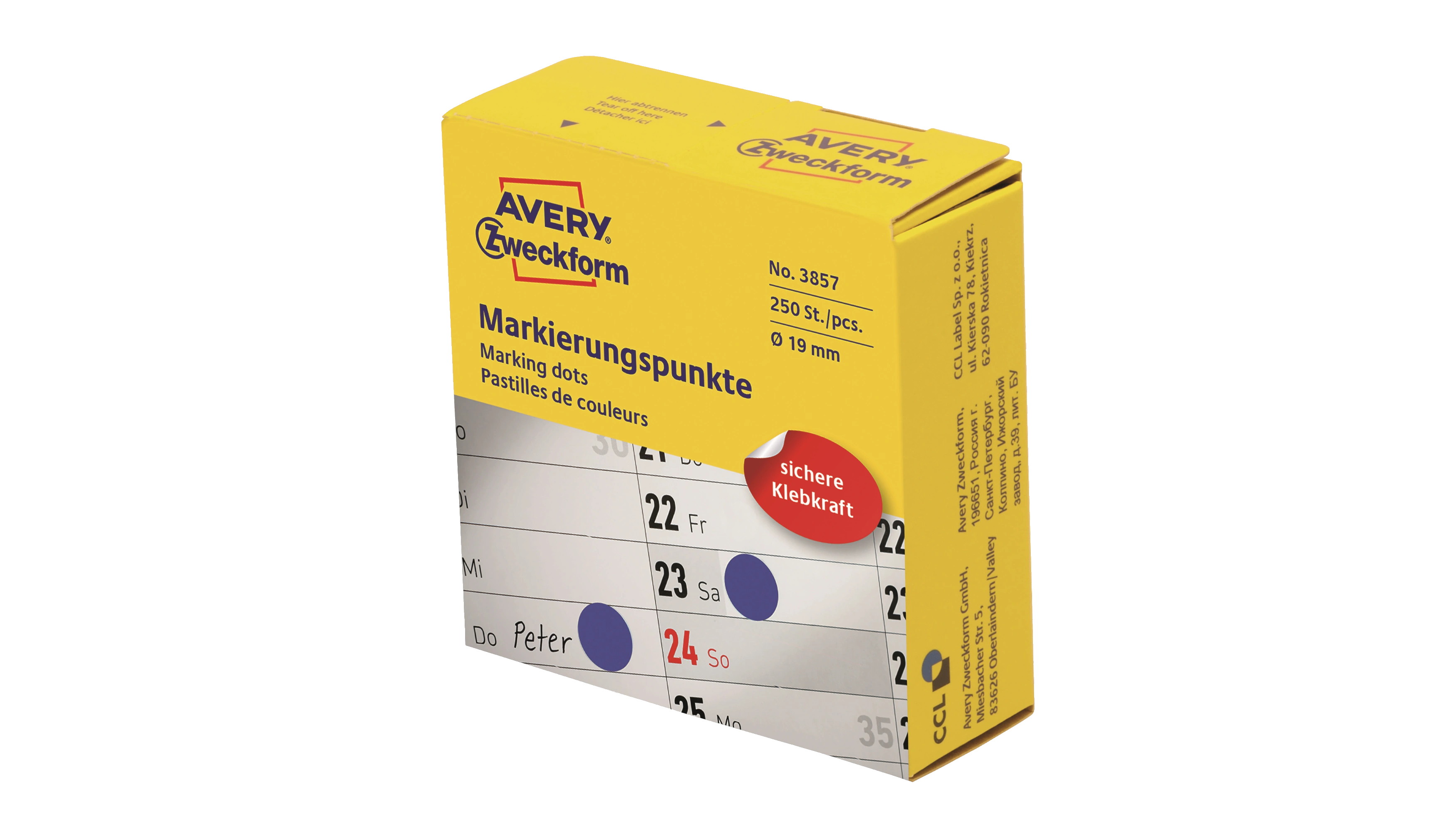 AVERY ZWECKFORM Markierungspunkt Ø 19 mm 250 Stück/Pack blau