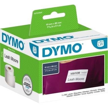 DYMO Namensschildetikett 89 x 41 mm weiß 300 Stück/Rolle 