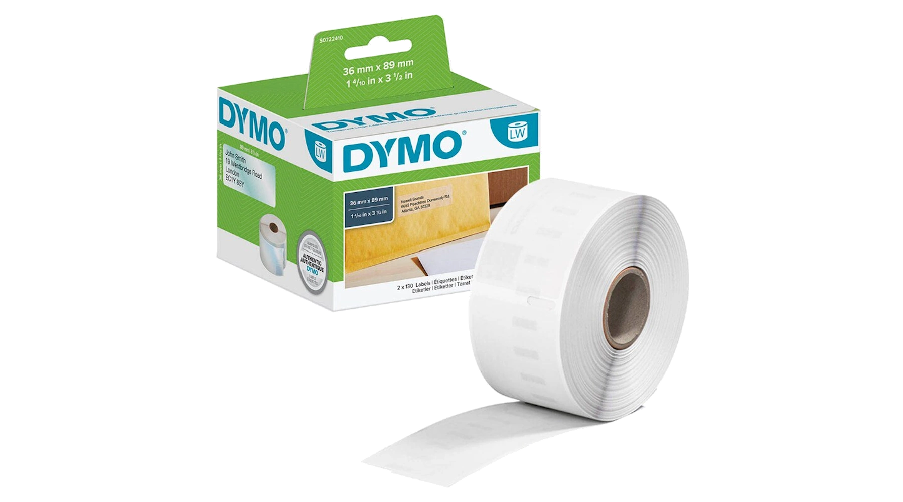 DYMO® Adressetikett 36 x 89 mm (B x H) Kunststoff 260 Etiketten/Pack transparent