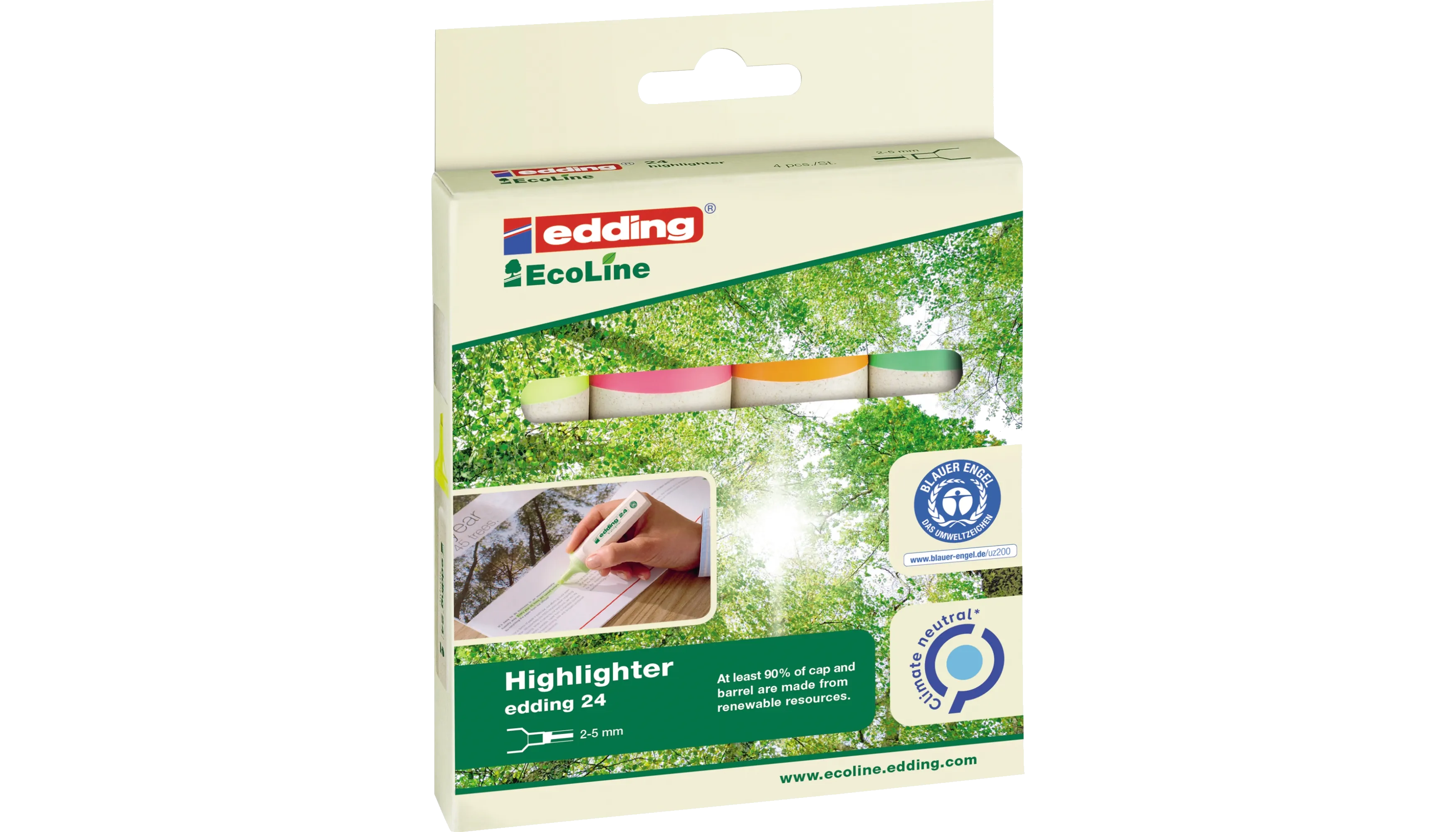 EDDING Textmarker Highlighter 24 EcoLine  4 Stück pro Packung sortiert