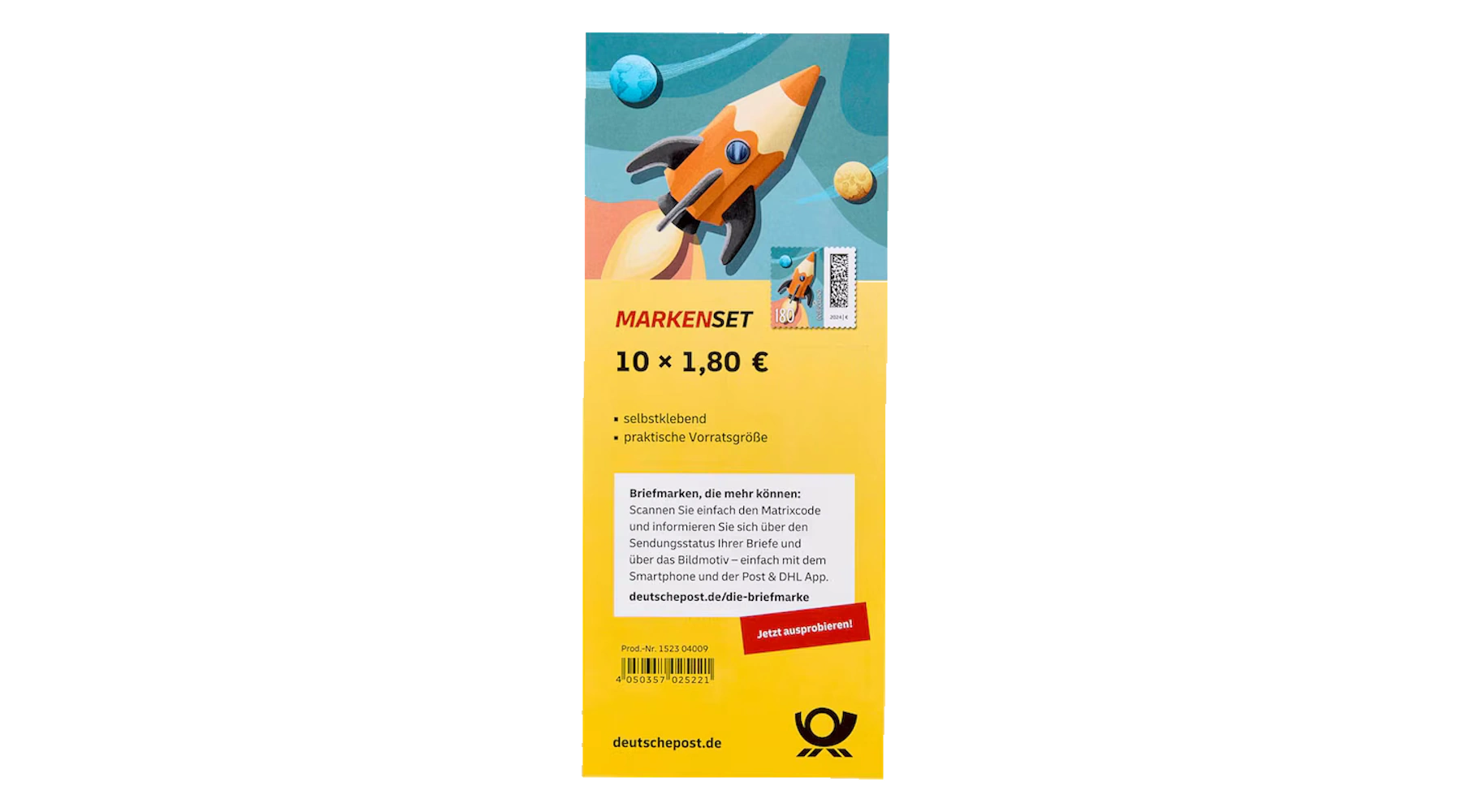 DEUTSCHE POST Briefmarken 1,80 € "Raketenpost" selbstklebend 10 Stück/Bogen