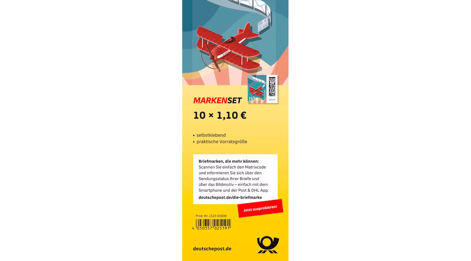 DEUTSCHE POST Briefmarken 1,10 € "Luftpost"  selbstklebend 10 Stück/Bogen