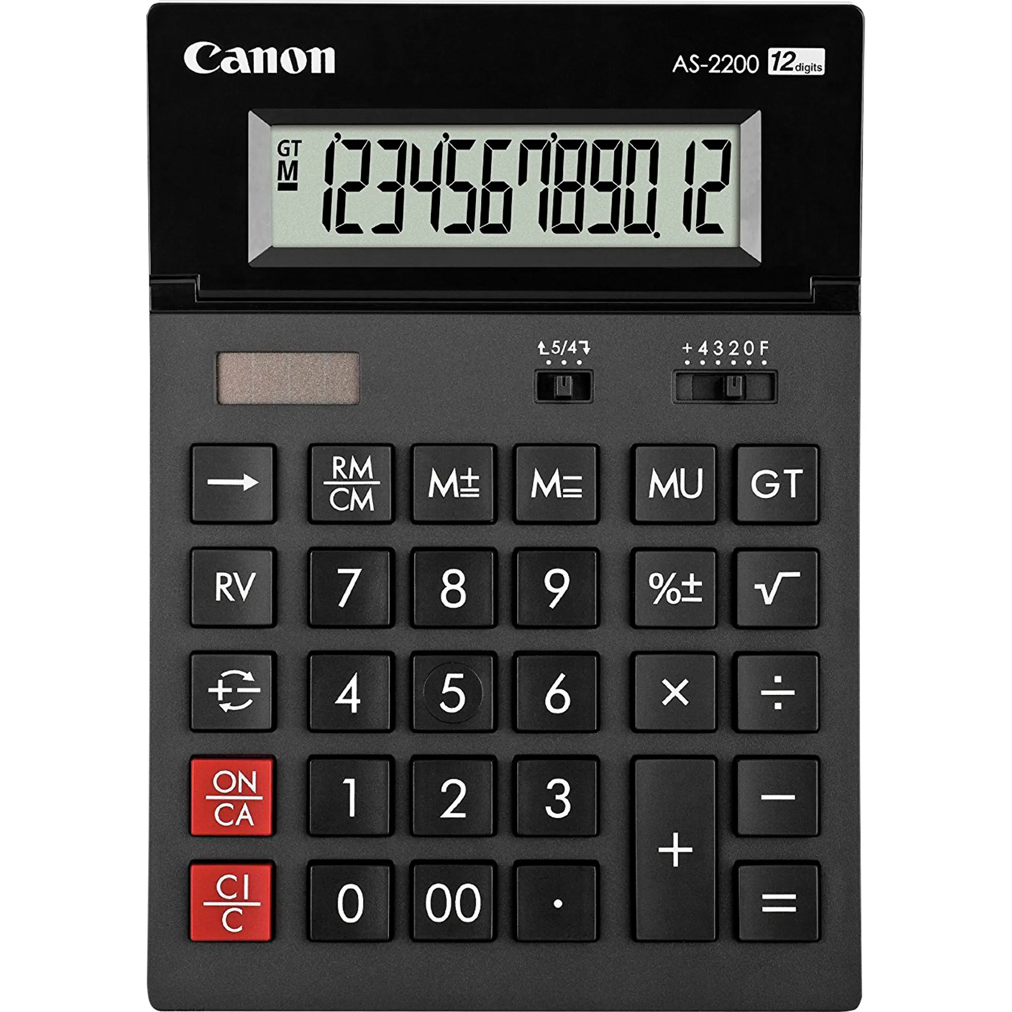 CANON Tischrechner AS-2200 12-stellig Solar/Batterie  dunkelgrau