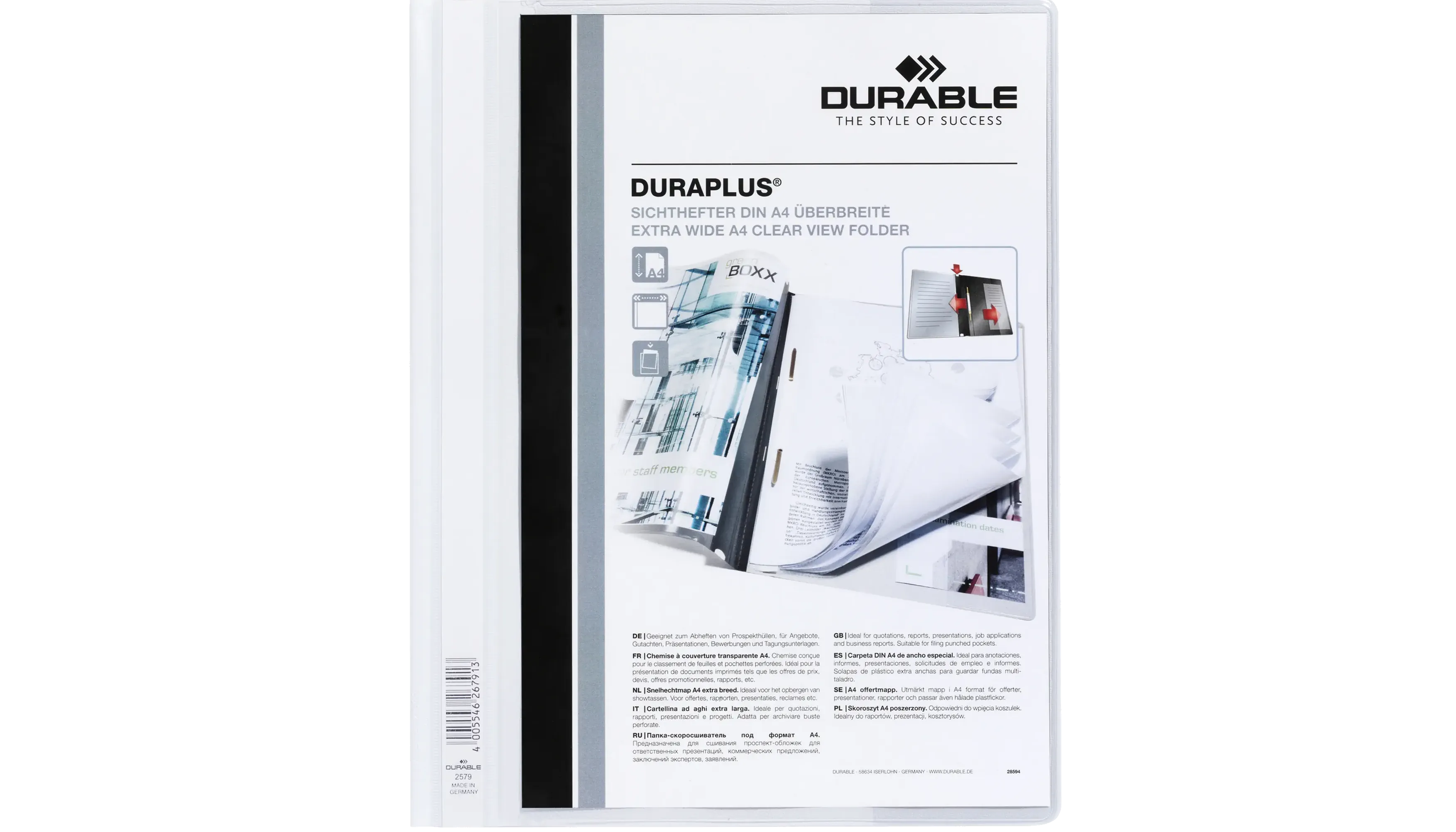 DURAPLUS® Angebotshefter DIN A4  Sichttasche auf dem Vorderdeckel weiß
