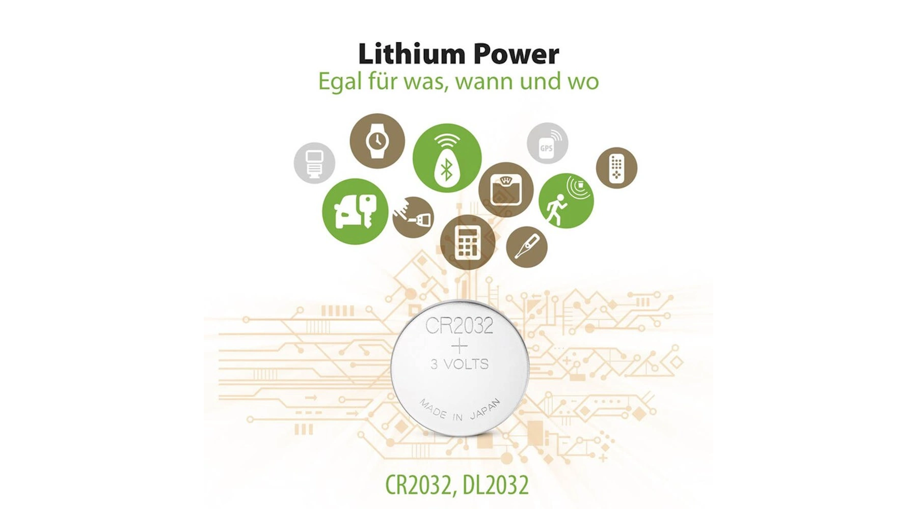 GP Knopfzellen CR2032 3,0 V 5 Stück/Pack