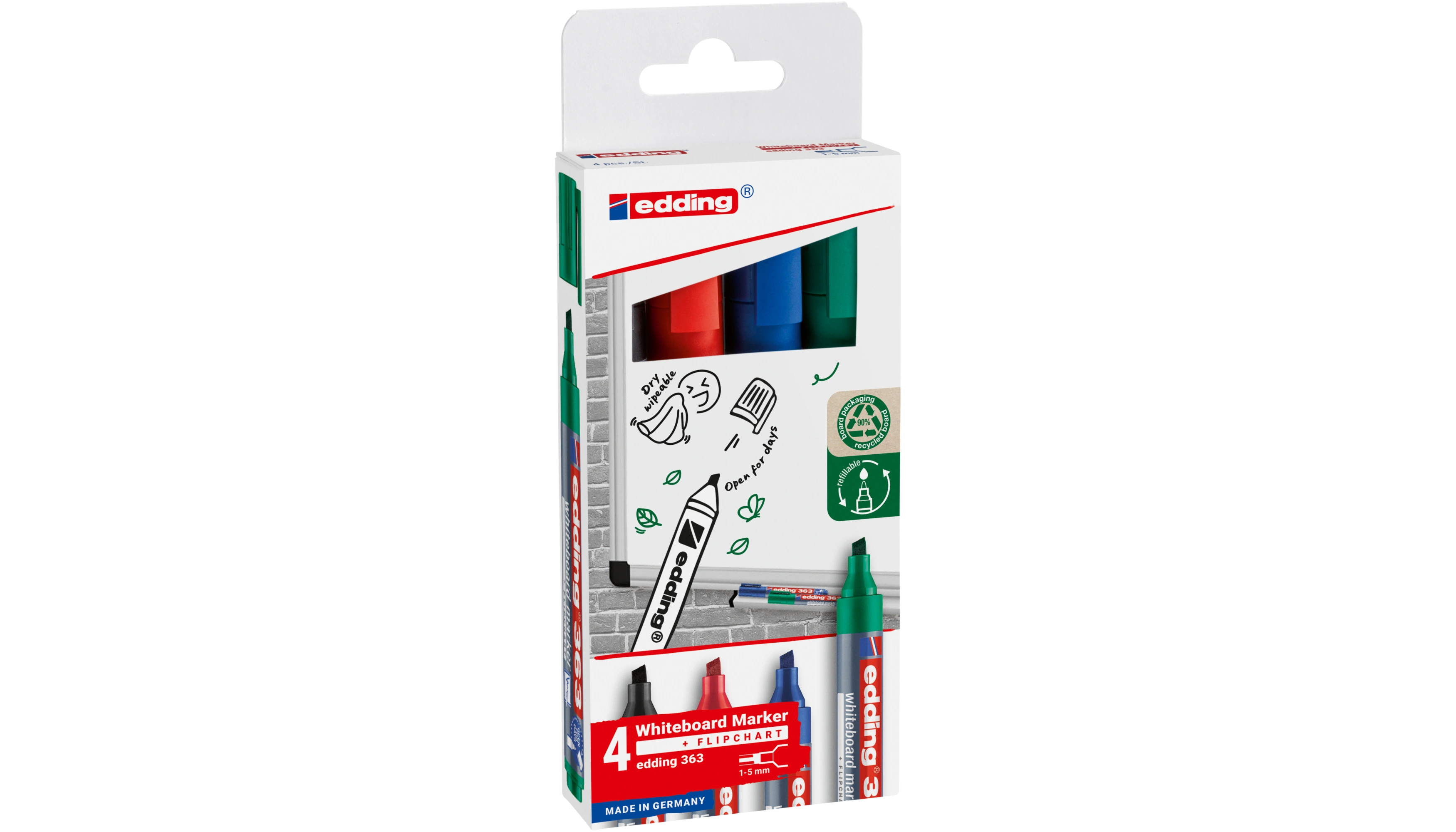 EDDING Whiteboardmarker 363  1-5 mm 4 Stück/Pack farbig sortiert 