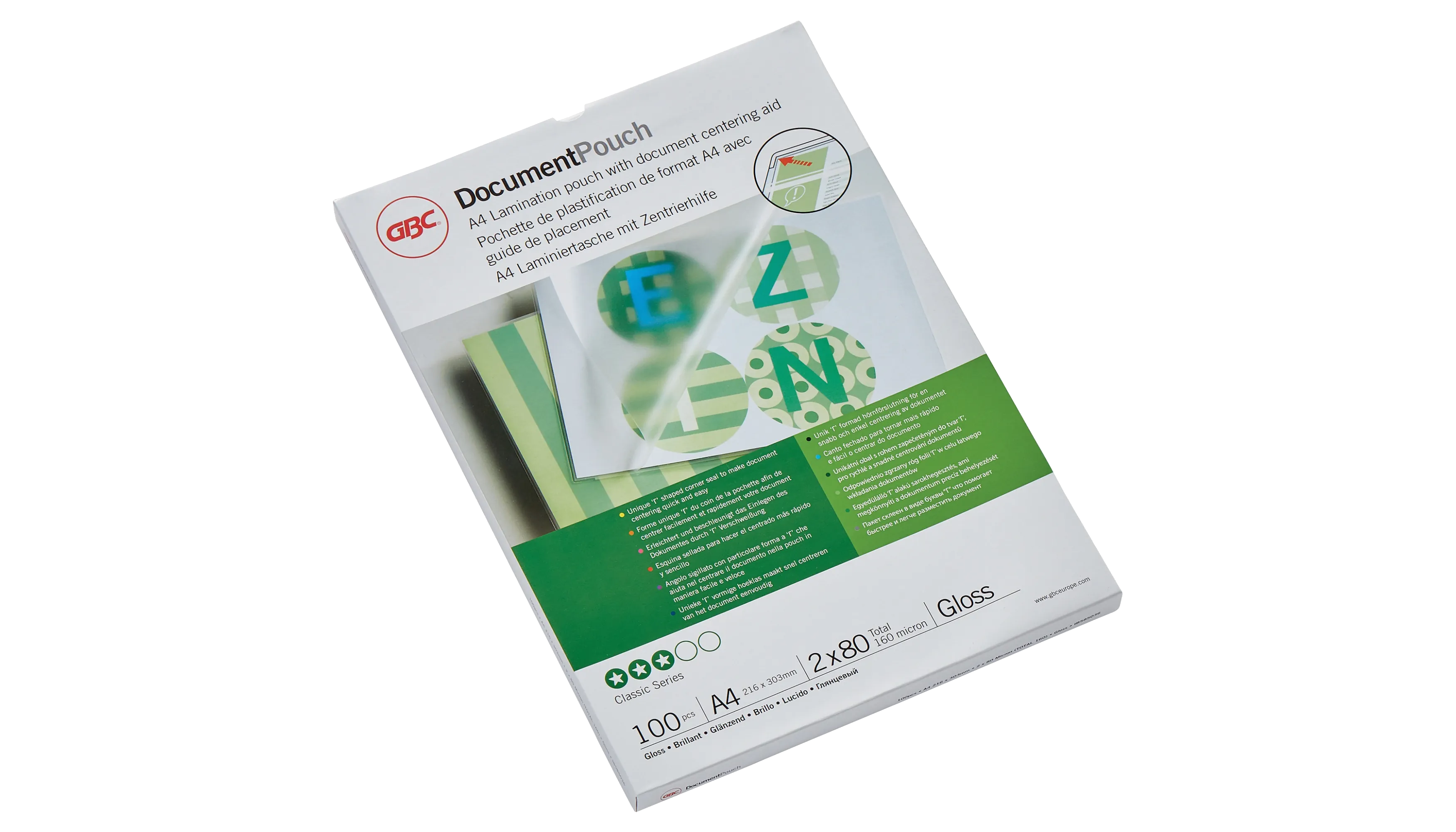 GBC Folientasche DocumentPouch DIN A4 glänzend 80 micron 100 Stück/Pack GBC Folientasche DocumentPouch DIN A4 glänzend 80 micron 100 Stück/Pack