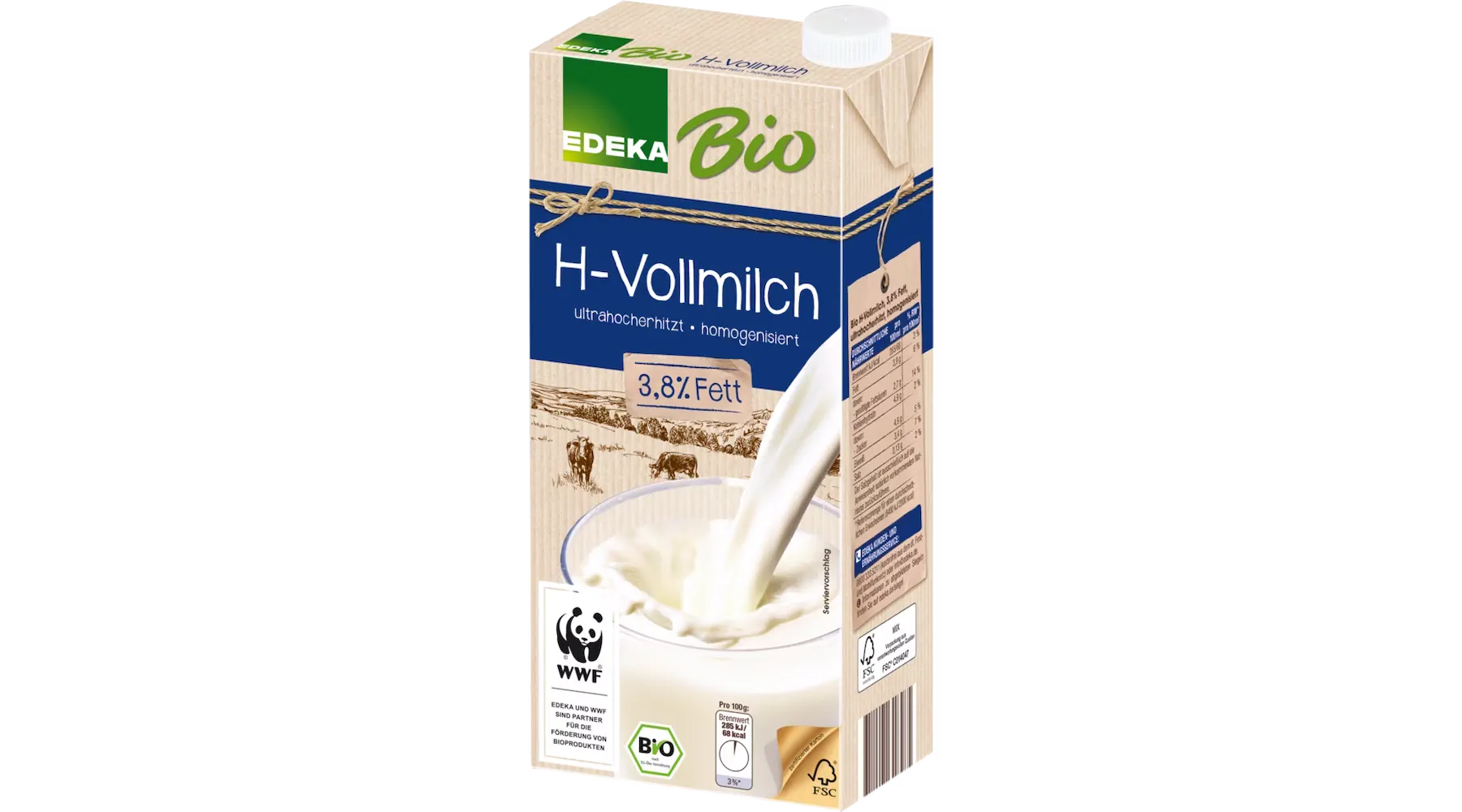EDEKA Bio H-Milch 3,8 % 1Liter 