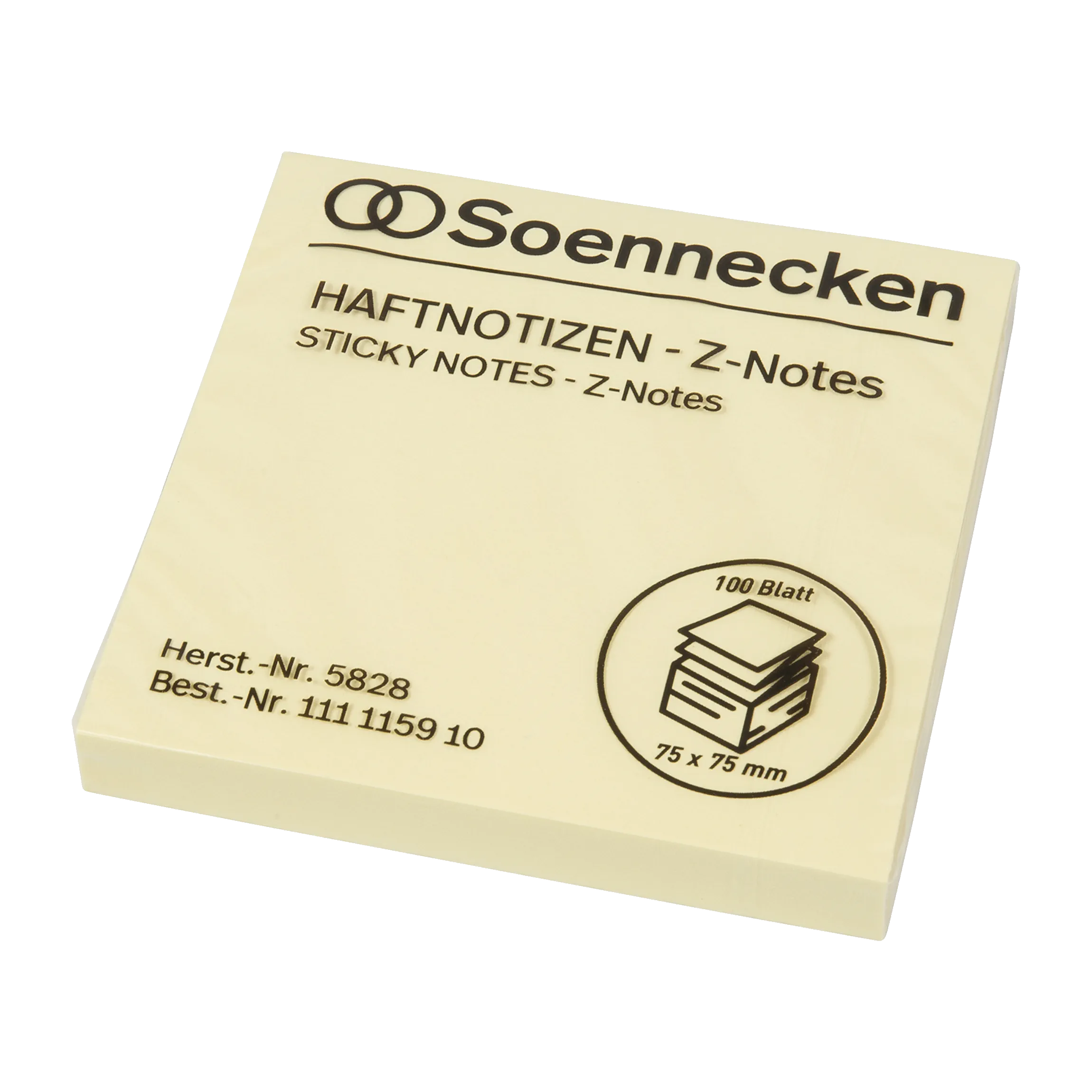 SOENNECKEN Haftnotiz Z-Notes gelb  75 x 75 mm 100 Blatt 