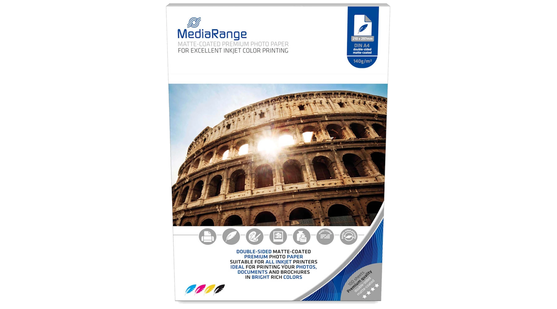 MEDIARANGE Fotopapier DIN A4 140 g/m² matt 100 Blatt/Pack weiß