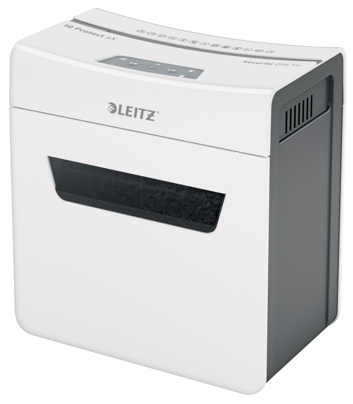 LEITZ Aktenvernichter IQ 6X Protect Premium Partikelschnitt P-4 weiß