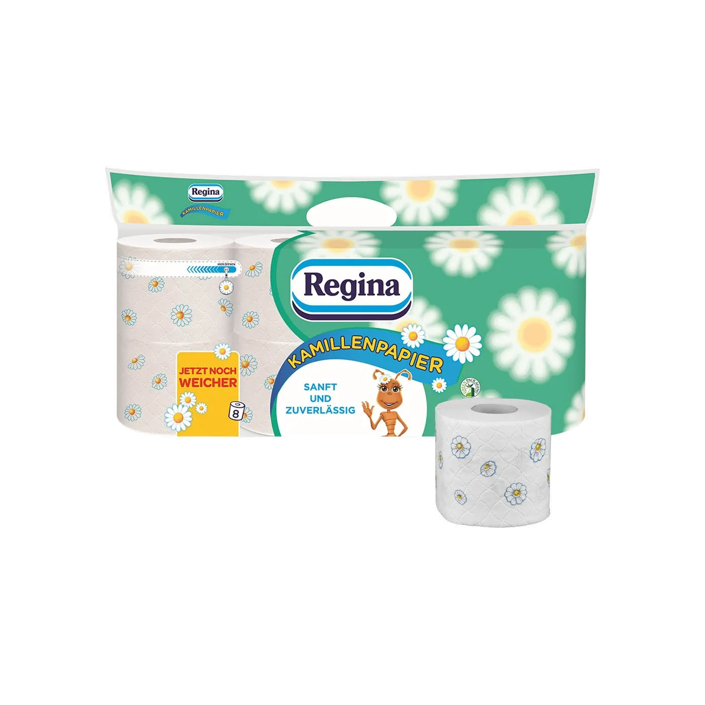 REGINA Toilettenpapier Kamillenpapier 3-lagig  8 Rollen/Pack weiß