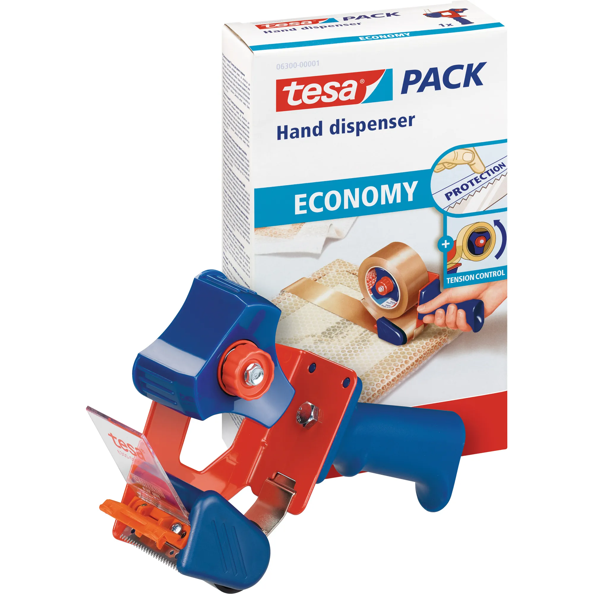 TESA Packbandabroller Economy  6,5 x 15 x 22 cm (B x H x T) rot/blau