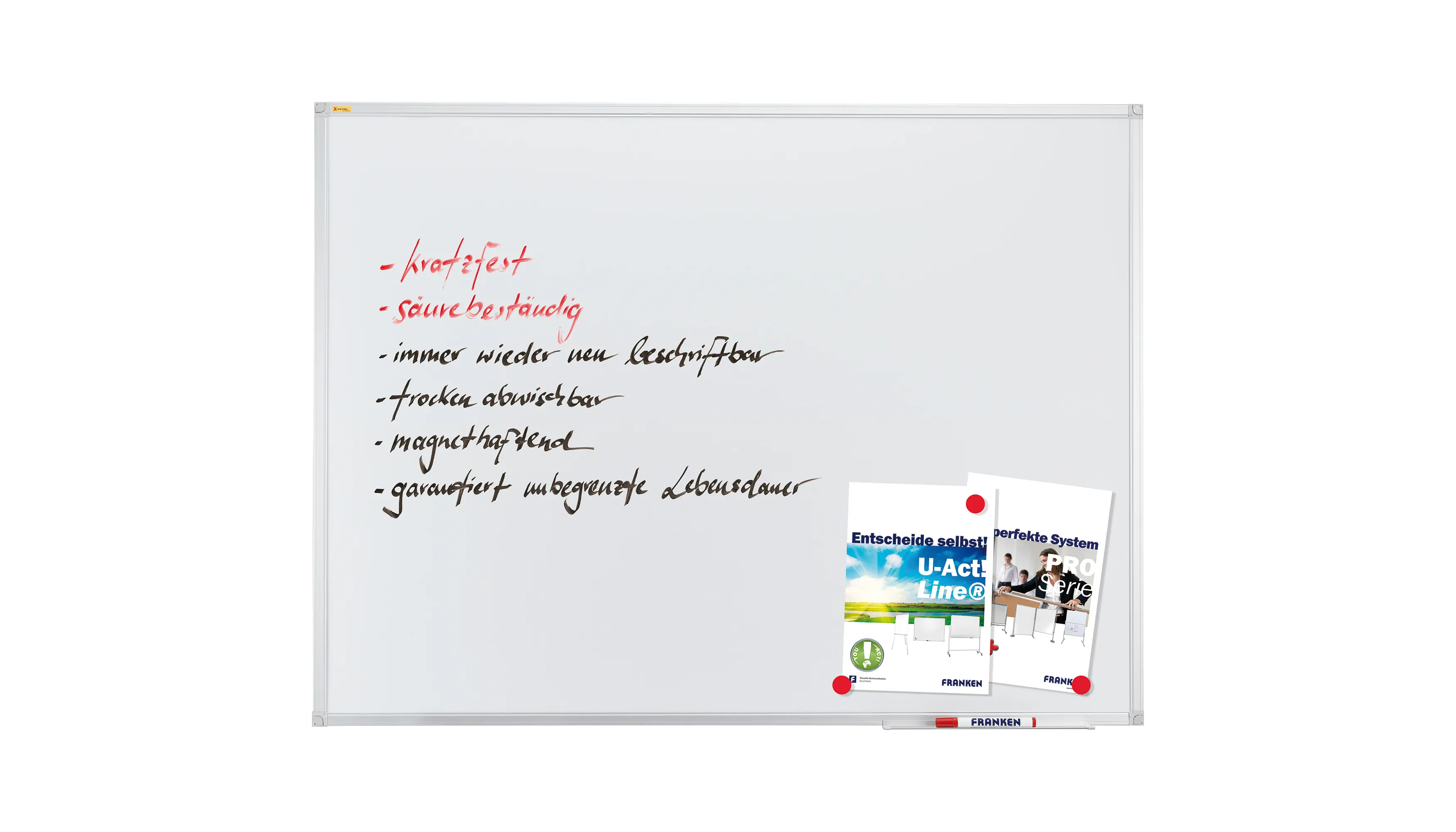 FRANKEN Whiteboard X-tra!Line 200 x 100 cm emailliert weiß