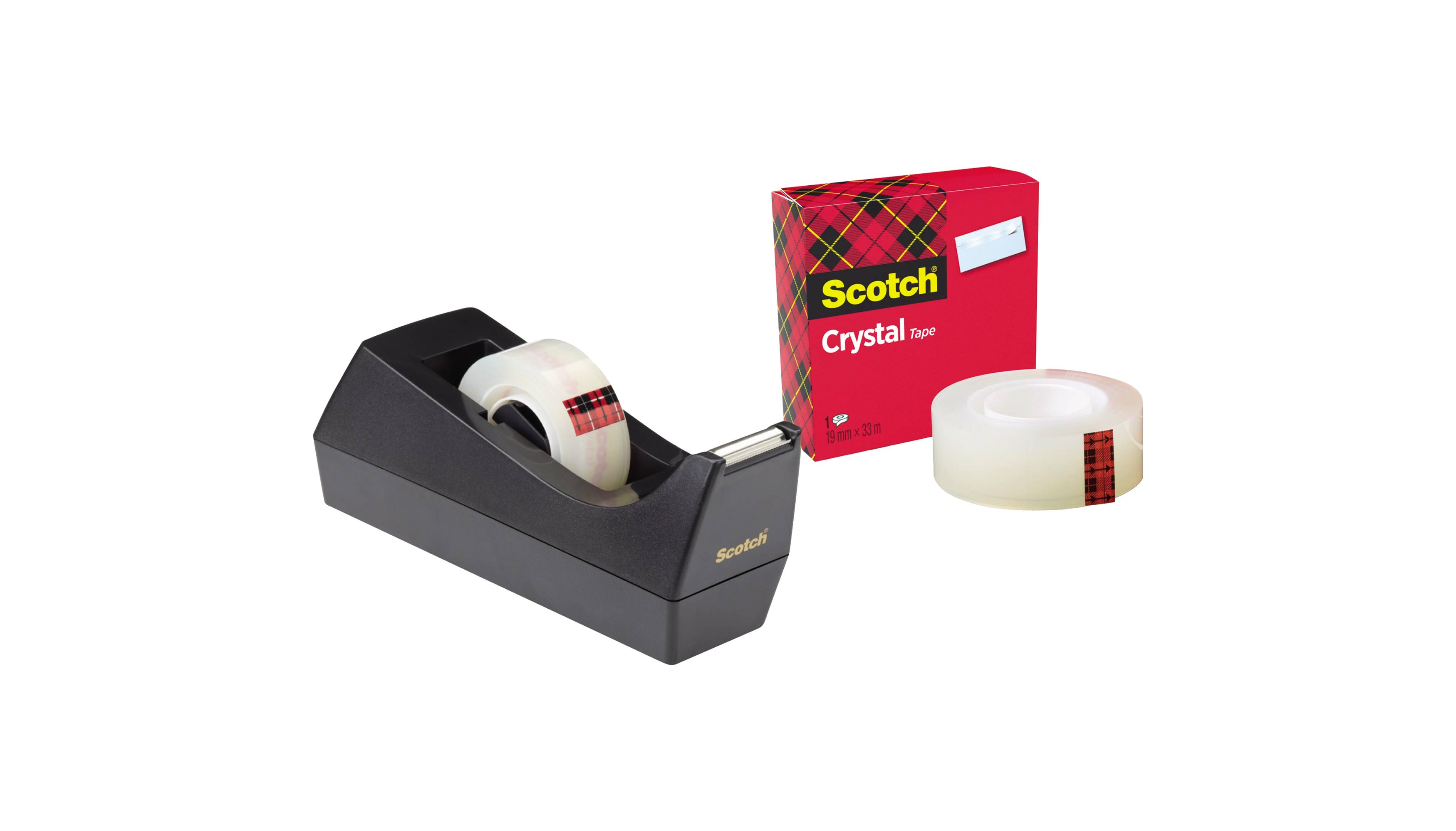 SCOTCH® Tischabroller Sparset C38 schwarz inkl. 1 Rolle  Scotch® Crystal Klebefilm 600