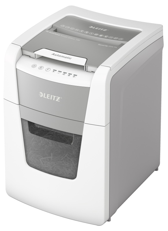 LEITZ Aktenvernichter IQ Autofeed SmallOffice 100 Partikelschnitt P-4 weiß