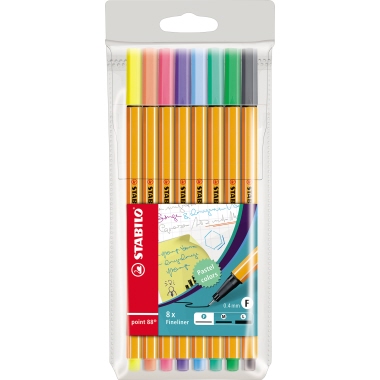 STABILO Fineliner point 88 pastell sortiert 8 Stück/Pack STABILO Fineliner point 88 pastell sortiert 8 Stück/Pack