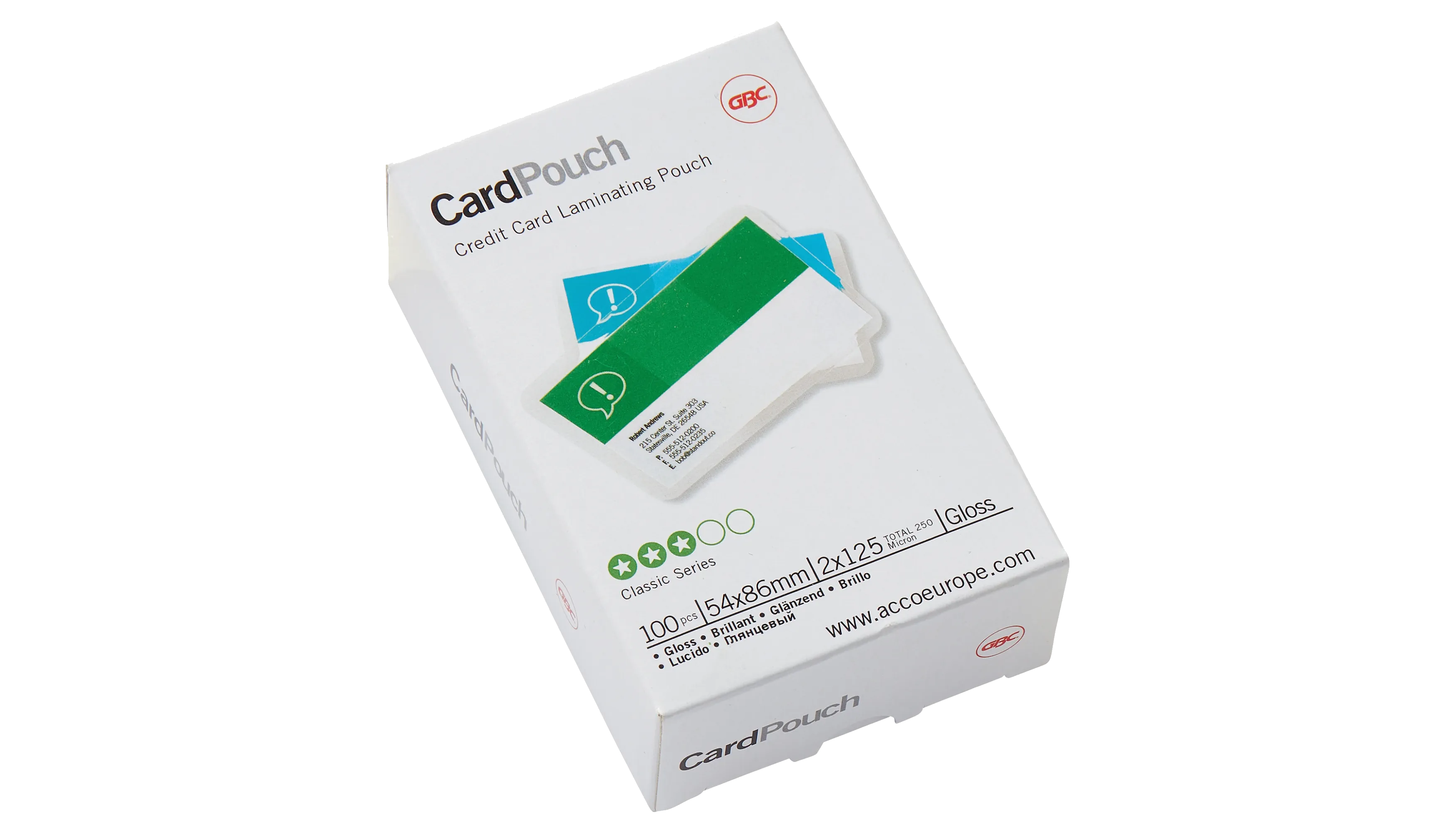 GBC® Laminierfolie Card™Pouch glänzend 54 x 86 mm (B x H) 125 µm 100 Stück/Pack transparent