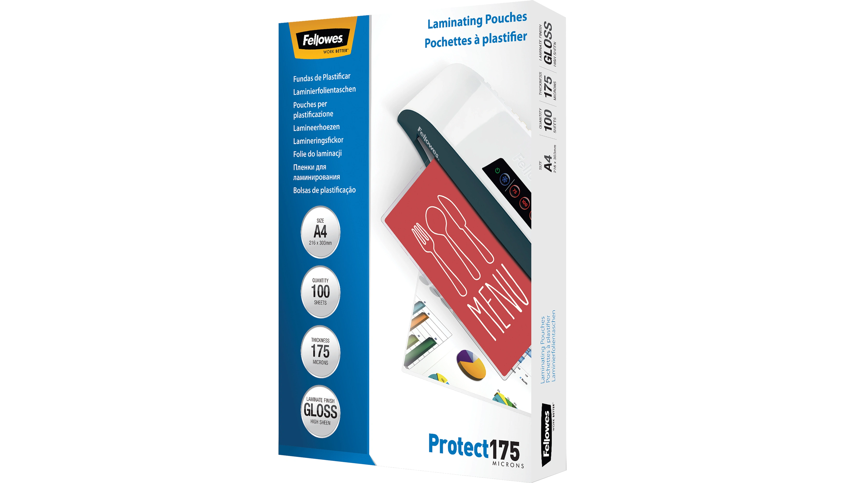 FELLOWES® Laminierfolie Protect 175 DIN A4 transparent glänzend 100 Stück/Pack FELLOWES® Laminierfolie Protect 175 DIN A4 transparent glänzend 100 Stück/Pack