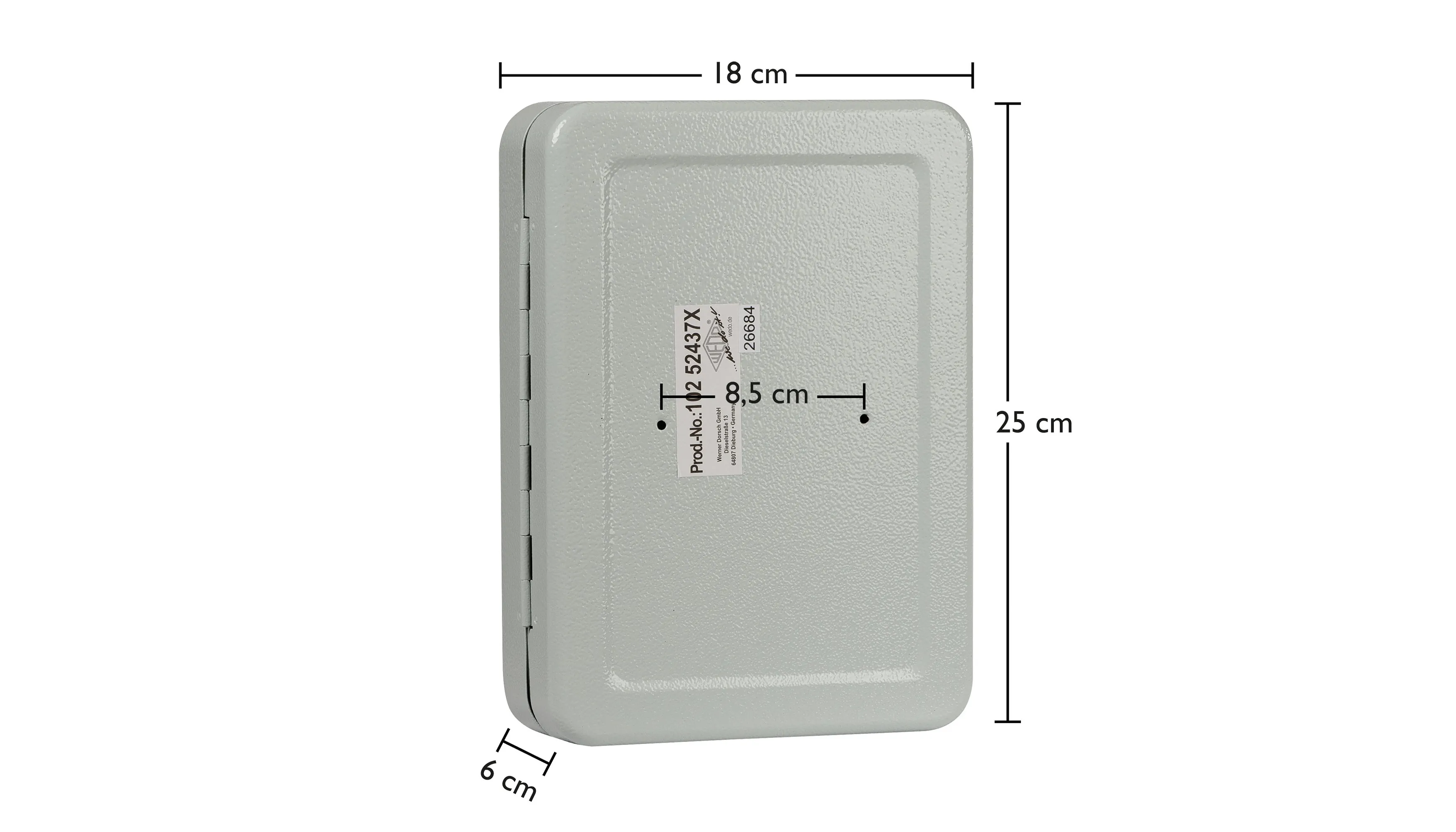 WEDO Schlüsselkasten lichtgrau mit 24 Haken Sicherheitsschloss 18,0 x 6,0 x 25,0 cm
