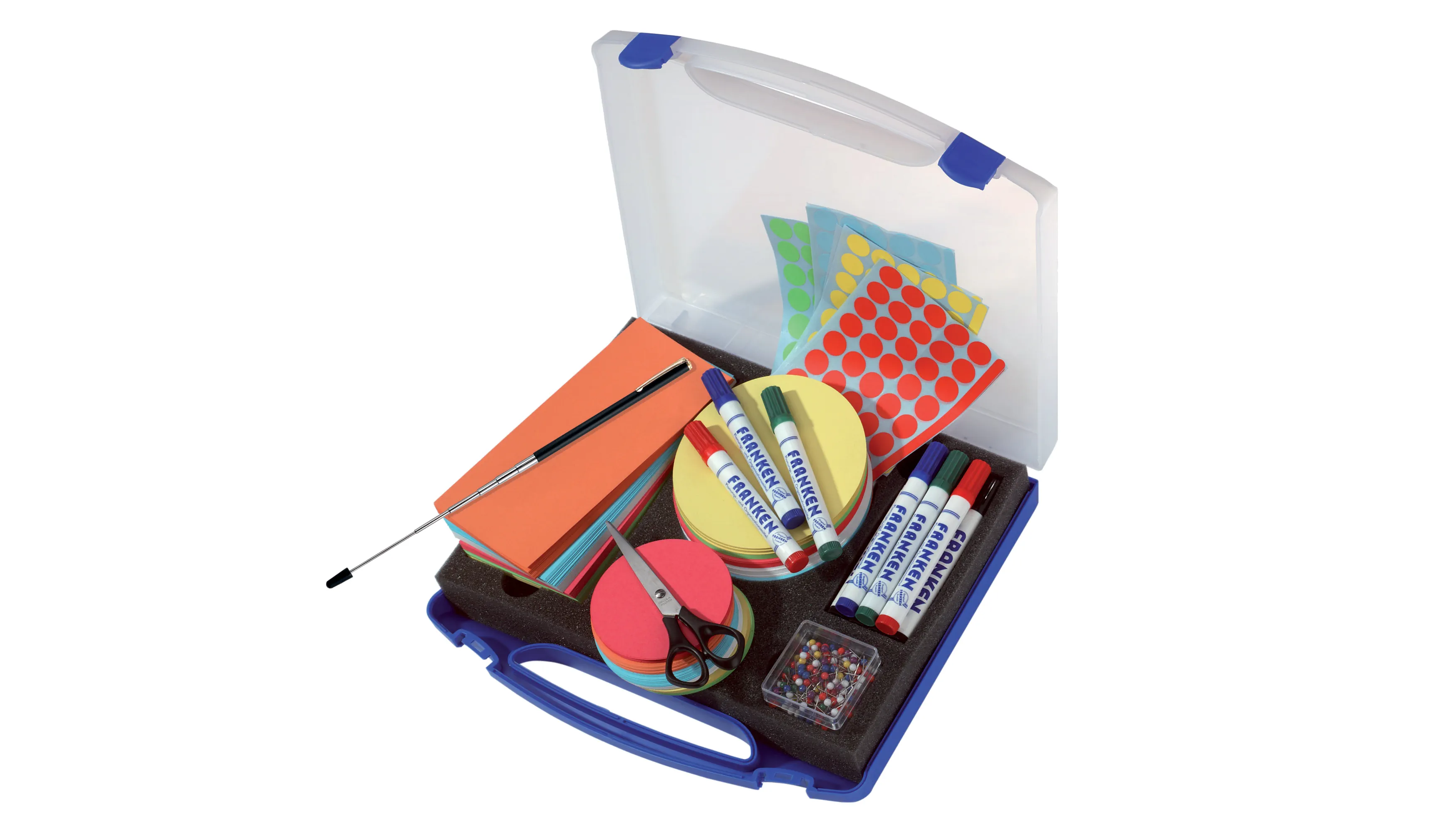 FRANKEN Moderationskoffer MINI 1.100 Teile 34,5 x 6 x 31 cm (B x H x T) blau/transparent