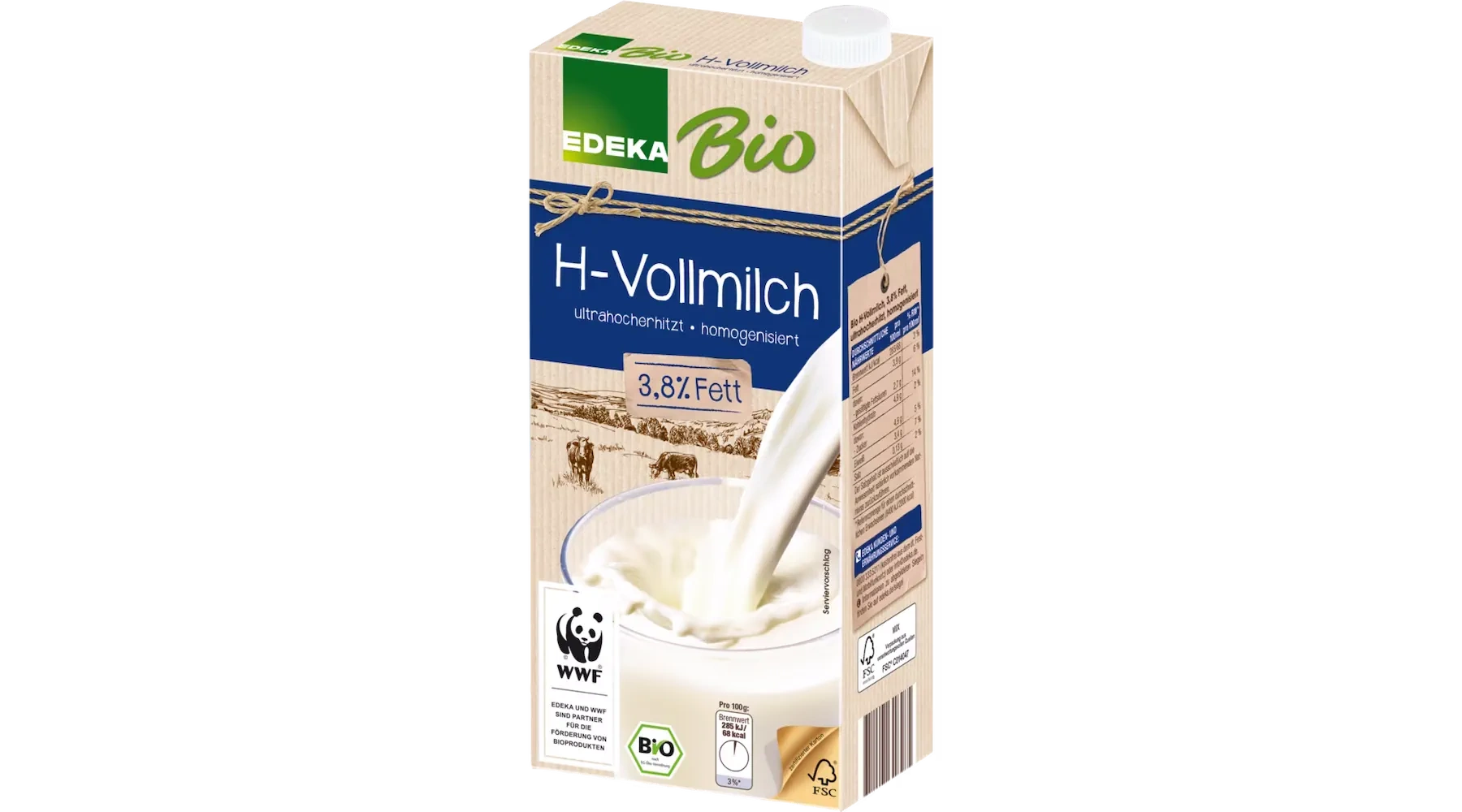 EDEKA Bio H-Milch 3,8 % 1Liter