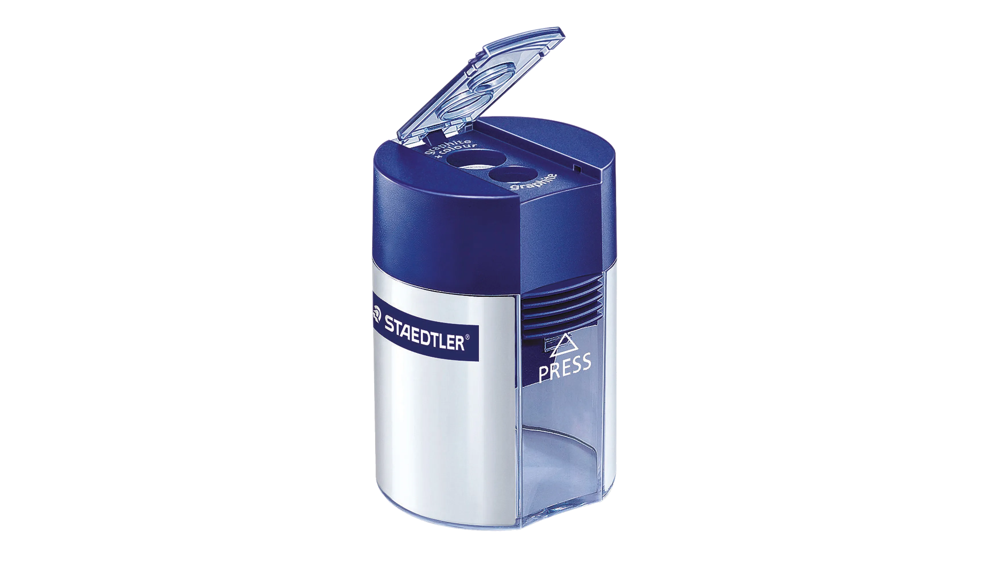 STAEDTLER® Doppelspitzdose  silber/transparent/blau