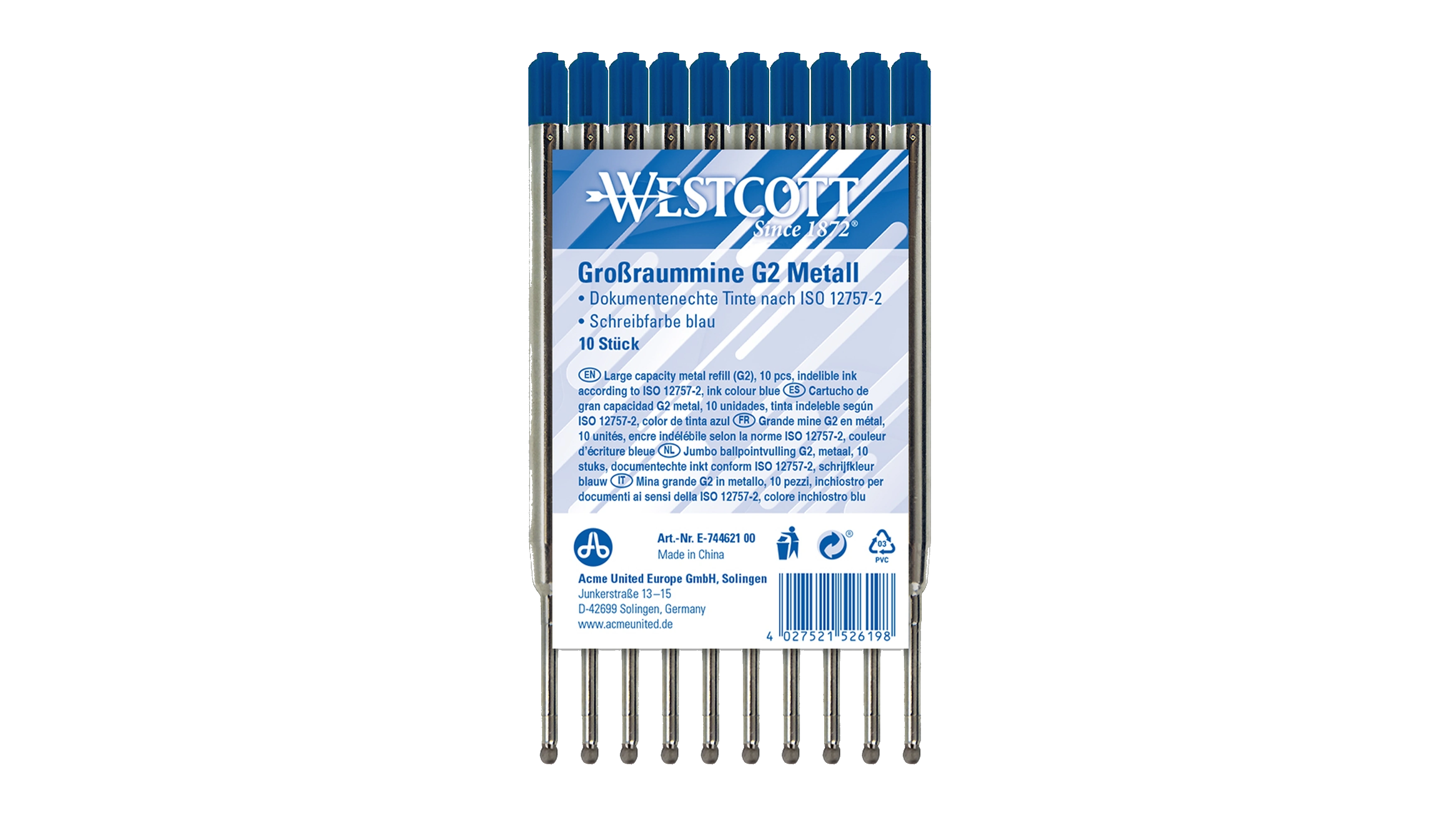 WESTCOTT Großraummine G2 M  dokumentenecht 10 Stück/Pack blau