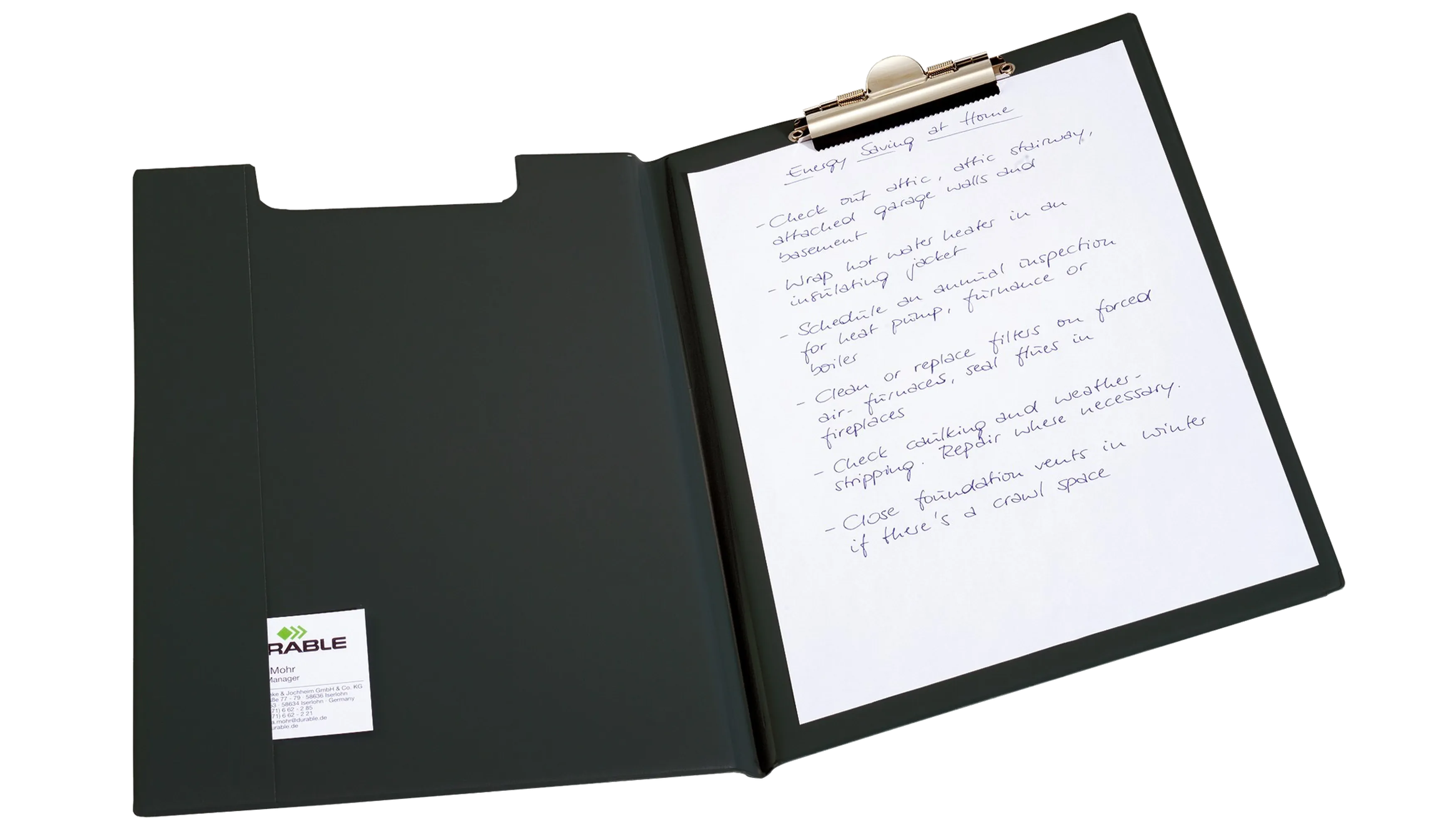 DURABLE Klemmbrettmappe DIN A4 Folie schwarz 23,5 x 33 cm (B x H) 