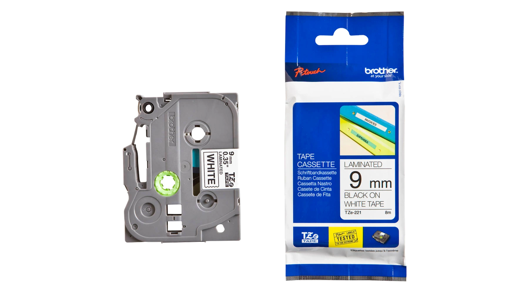 BROTHER Schriftbandkassette TZe-221  9 mm x 8 m (B x L) laminiert schwarz auf weiß