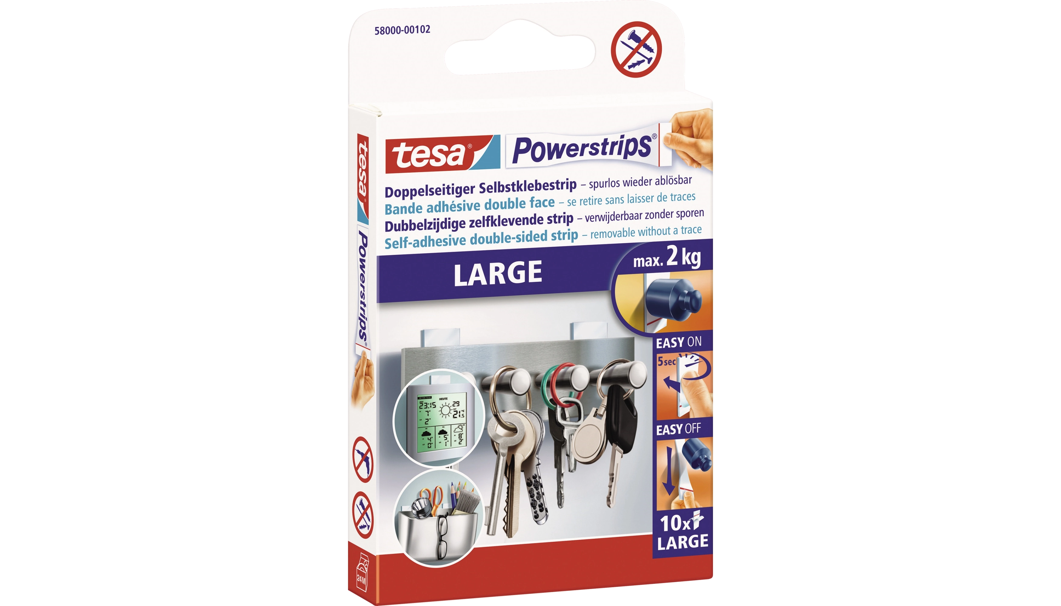 TESA® Klebepad Powerstrips® Large bis 2 Kg 20 x 50 mm 10 Stück/Pack