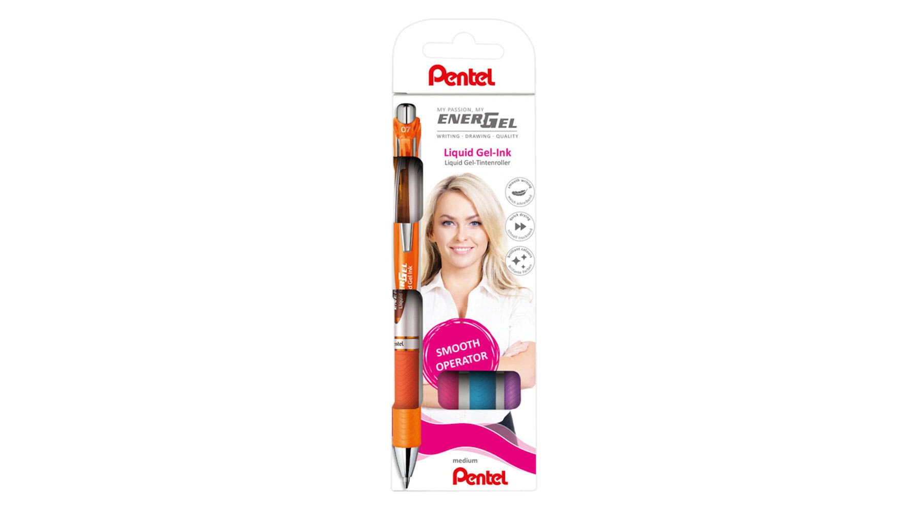 PENTEL Gelschreiber EnerGel BL77 0,35 mm  4 Stück/Pack farbig sortiert