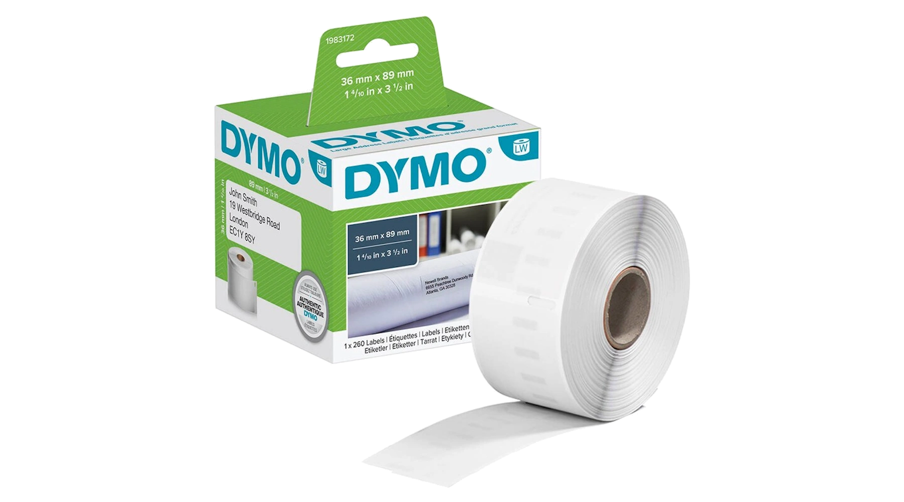DYMO® Adressetikett 36 x 89 mm (B x H) Papier 260 Etiketten/Pack weiß
