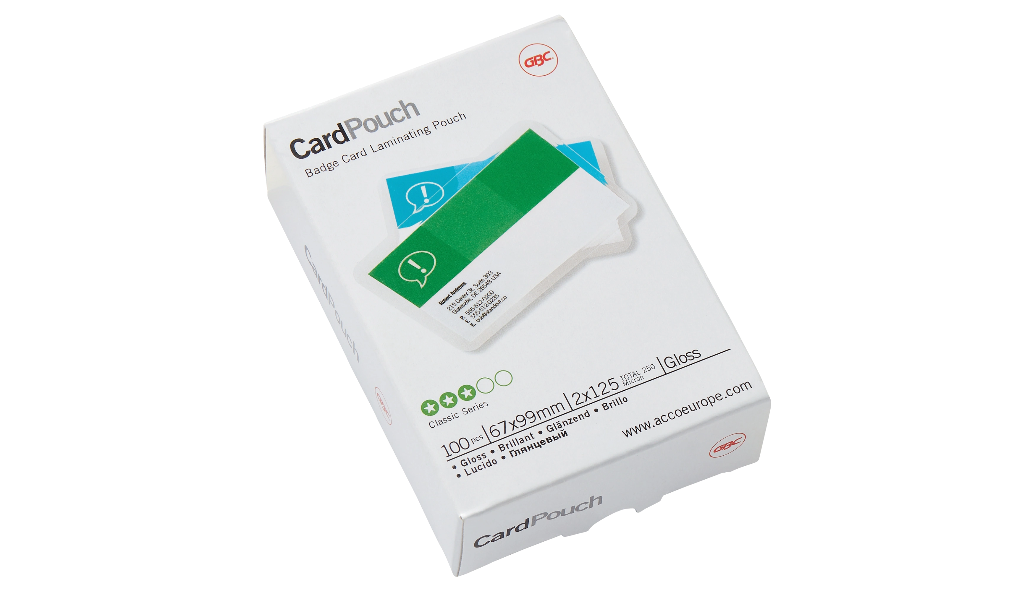 GBC® Laminierfolie Card™Pouch glänzend 67 x 99 mm (B x H) 125 µm 100 Stück/Pack transparent