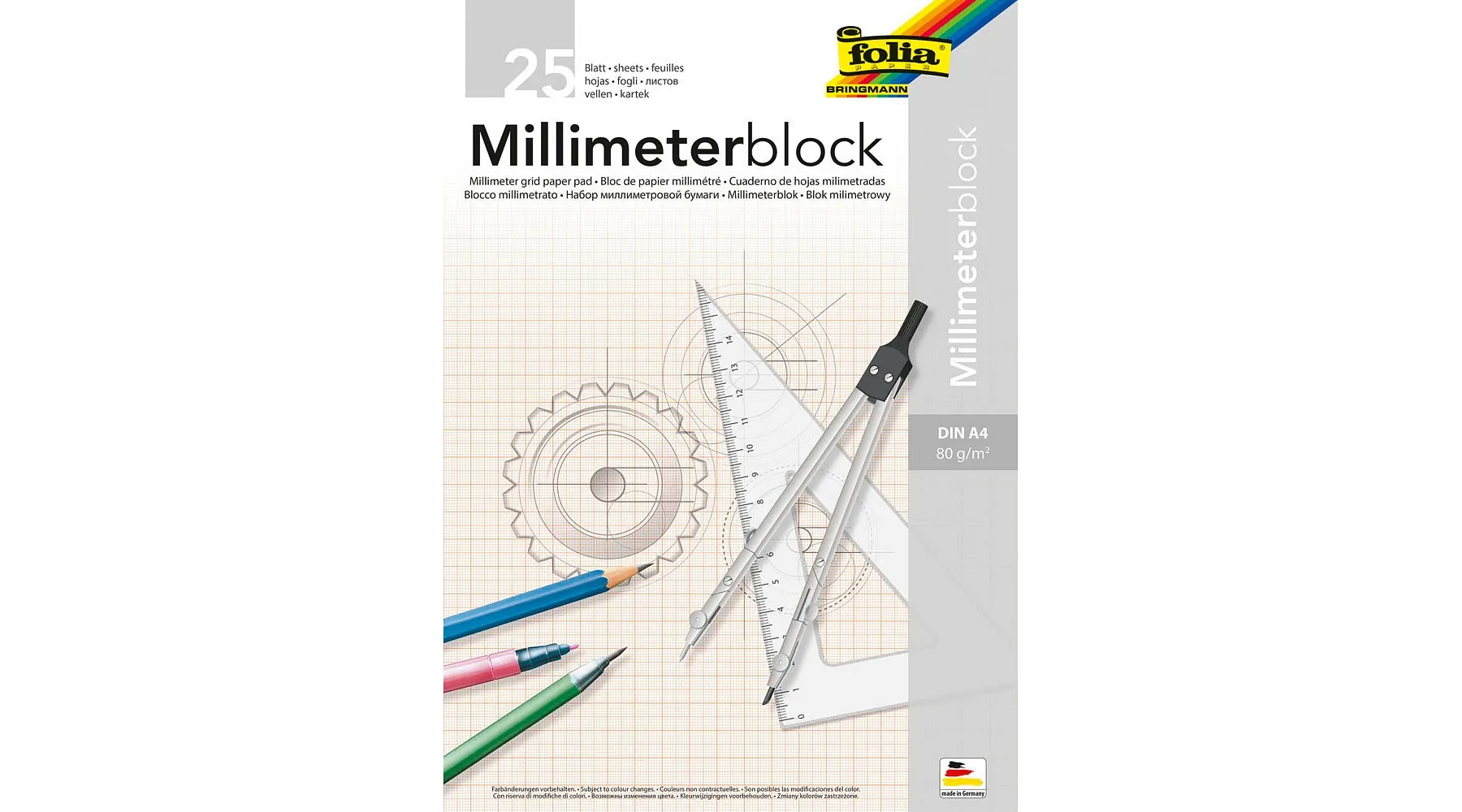 FOLIA Millimeterpapierblock DIN A4 80 g/m² 25 Blatt 
