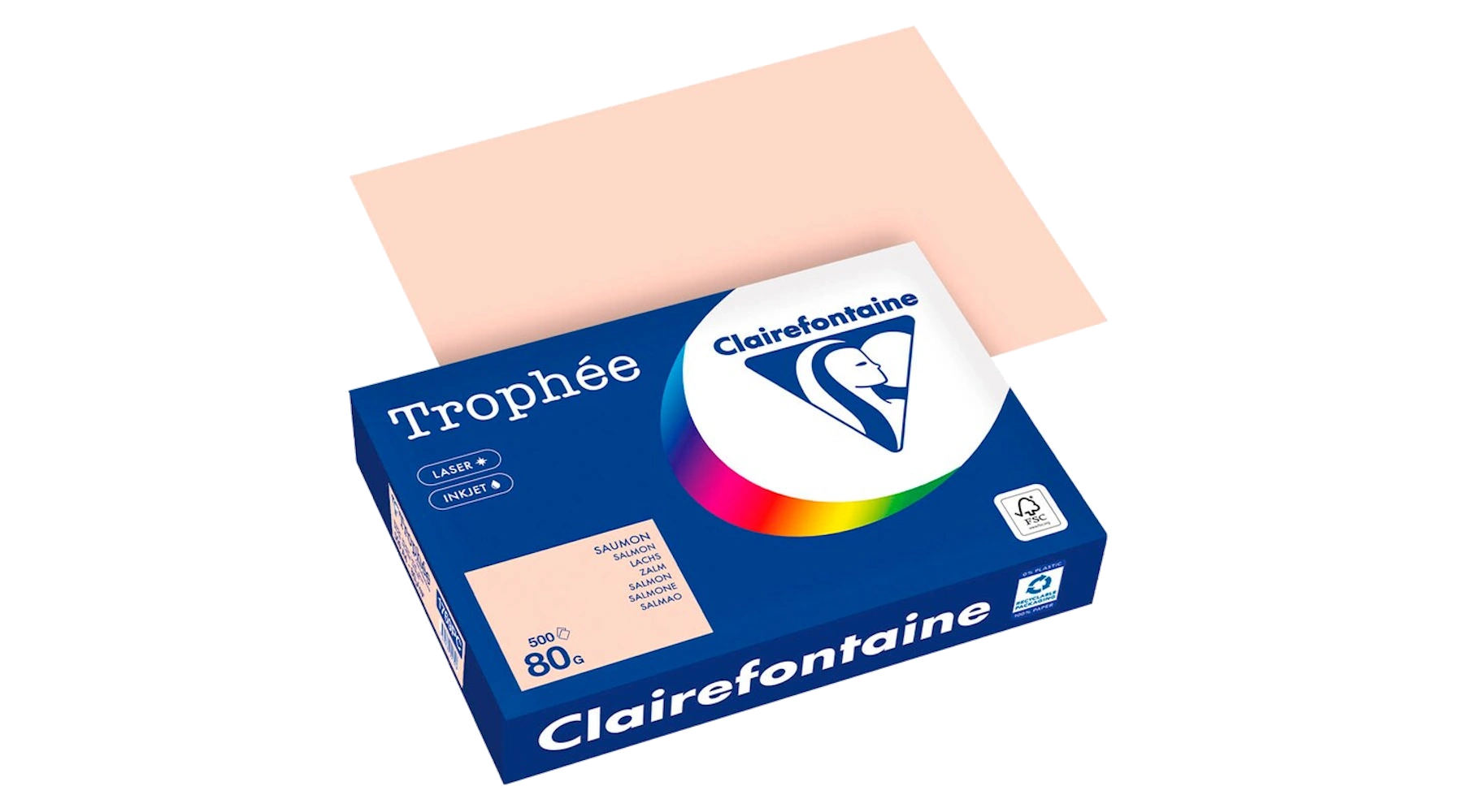 CLAIRFONTAINE Kopierpapier Trophée Color DIN A4 80 g/m² 500 Blatt/Pack lachs