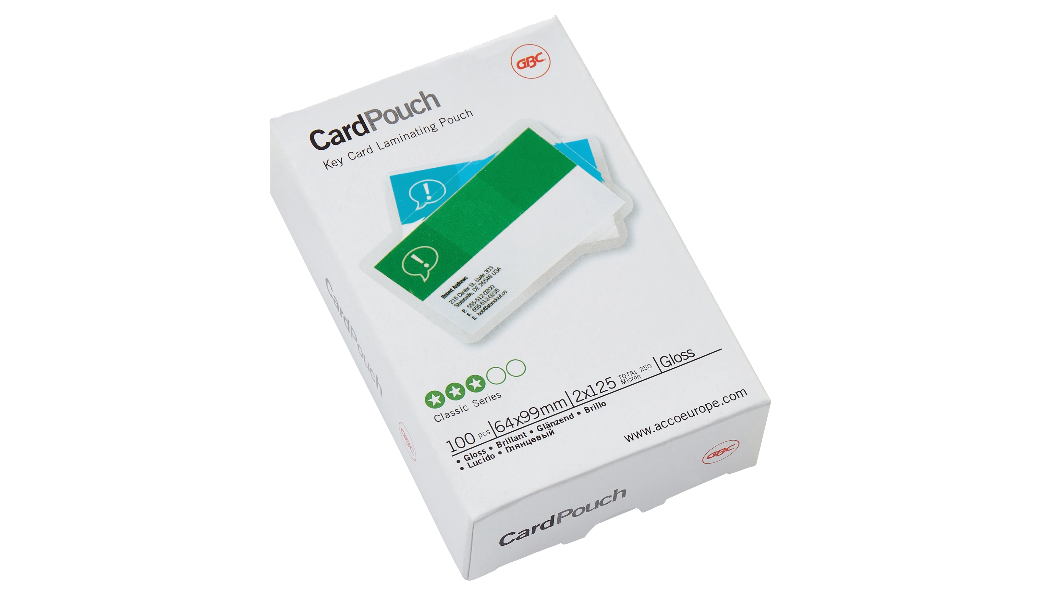 GBC ® Laminierfolie Card™Pouch glänzend 64 x 99 mm 125 µm 100 Stück / Pack GBC ® Laminierfolie Card™Pouch glänzend 64 x 99 mm 125 µm 100 Stück / Pack