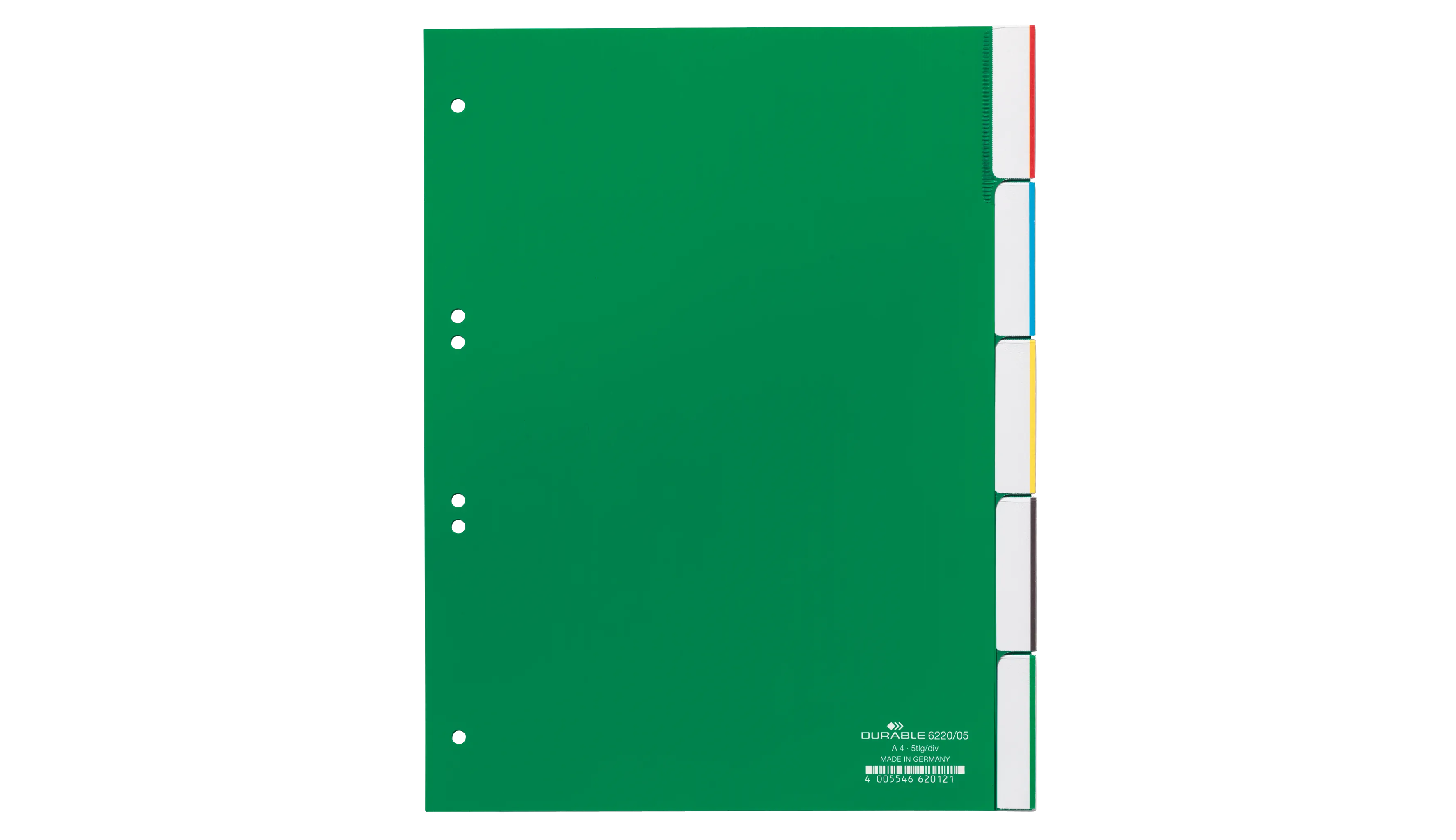 DURABLE Ordnerregister 21,5/23 x 29,7 cm 5 Registerblätter grün