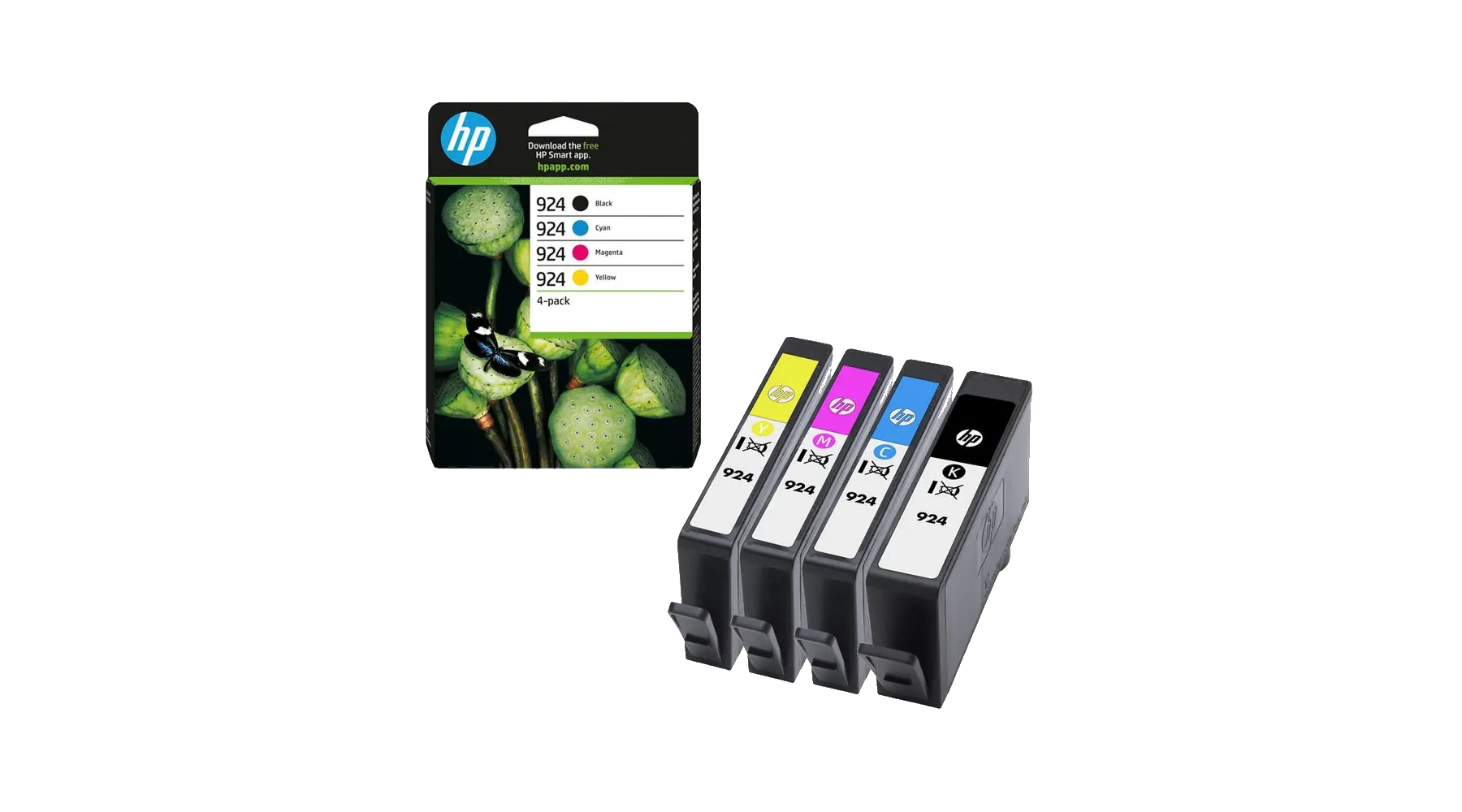 HP Tintenpatrone 924  ca. 500 Seiten schwarz  ca.  3 x 400 Seiten farbig