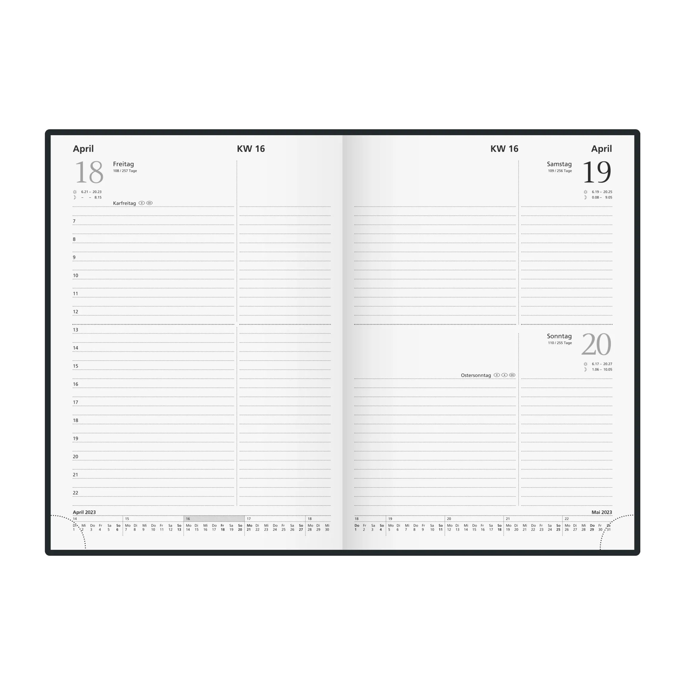 GLOCKEN Buchkalender 1 Tag/1 Seite 14,5 x 20,6 cm schwarz