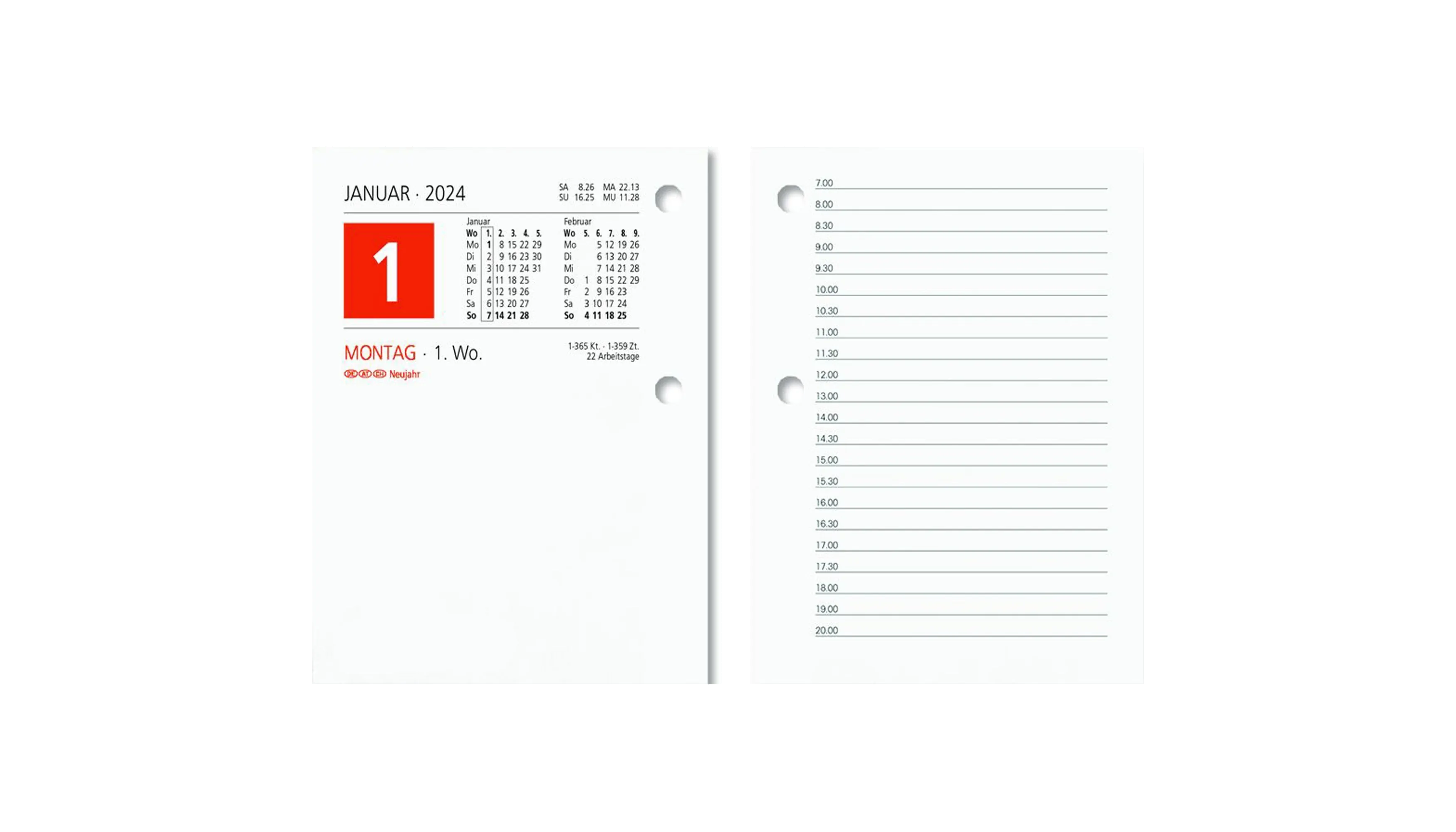 ZETTLER Umlegekalender 336 1 Tag/2 Seiten  8 x 10,8 cm (B x H) weiß