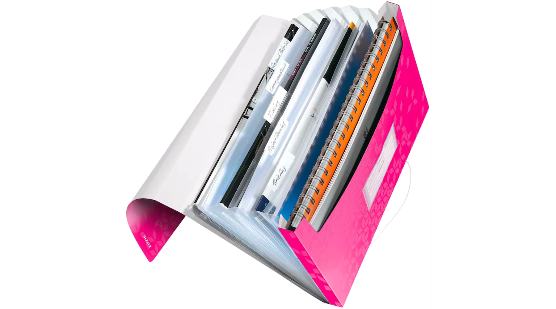 LEITZ Fächermappe WOW DIN A4 6 Fächer max. 250 Blatt Polypropylen Gummizugverschluss pink